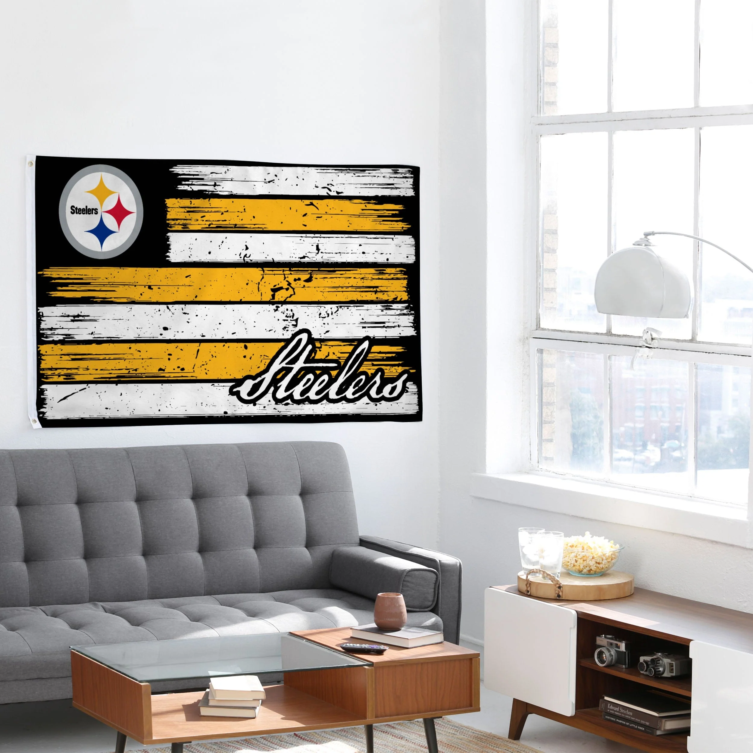 Pittsburgh Steelers Brushstroke Americana Horizontal Flag - Image 4