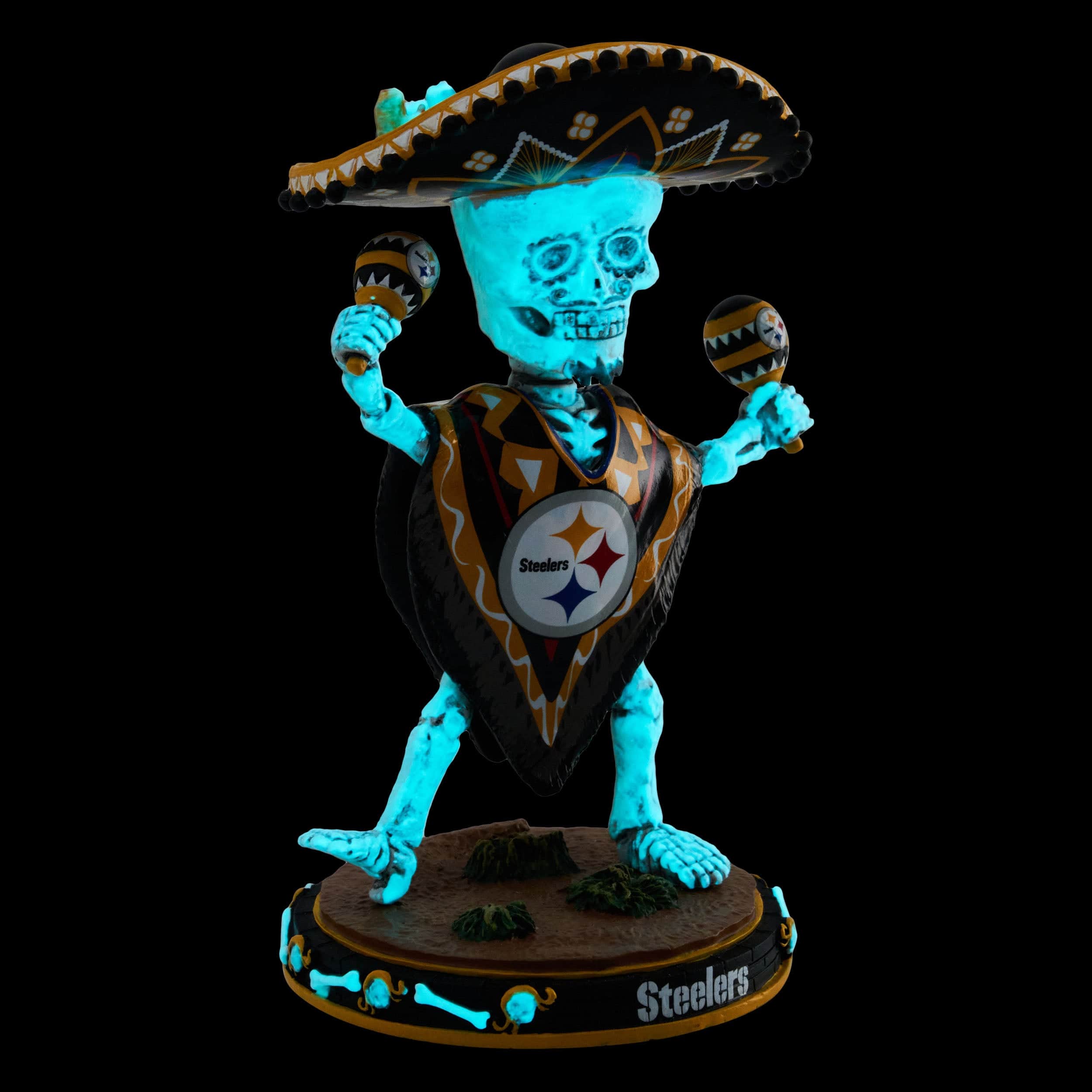 Pittsburgh Steelers Calavera Glow in the Dark Bobblehead - Image 6