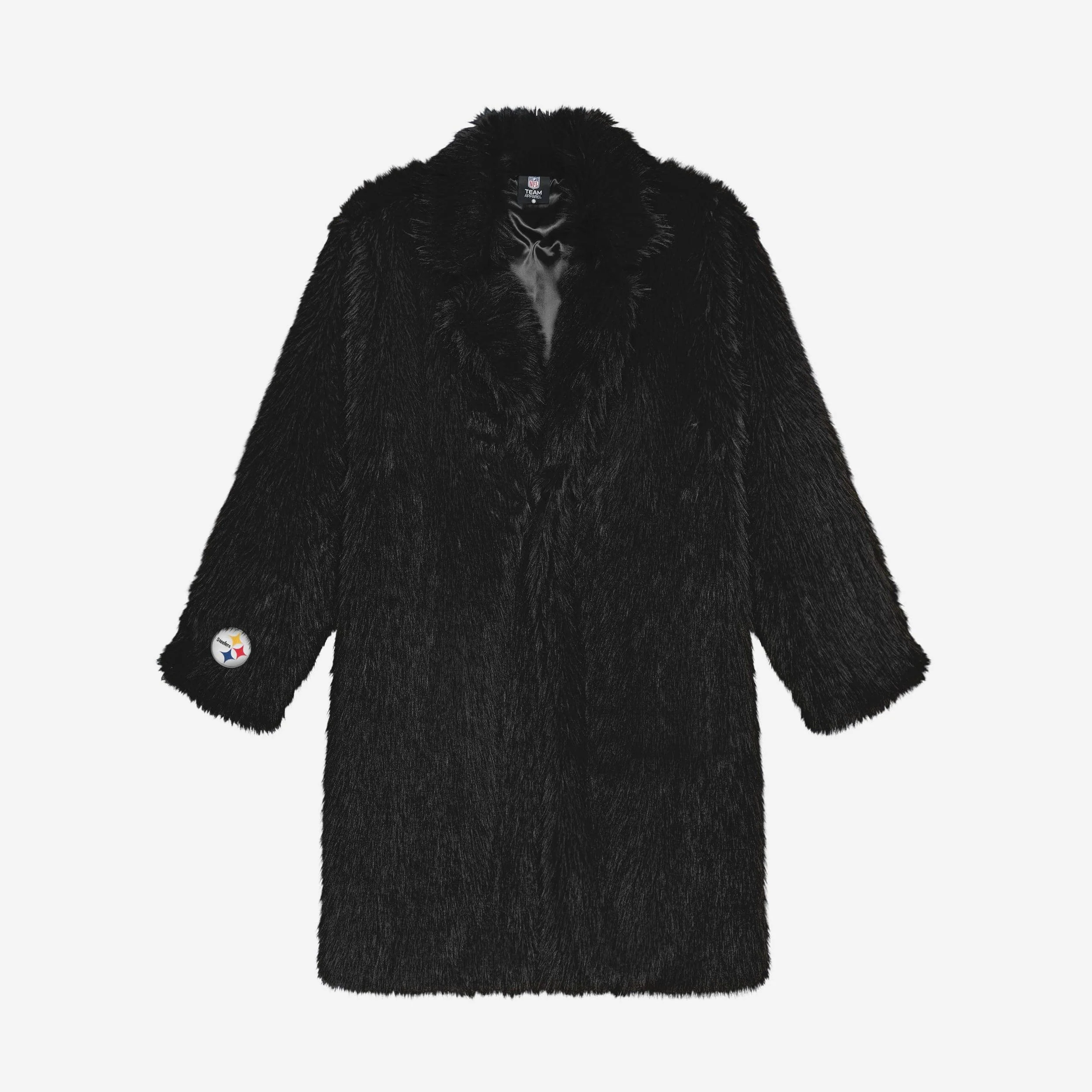 Pittsburgh Steelers Faux Fur Long Jacket - Image 4