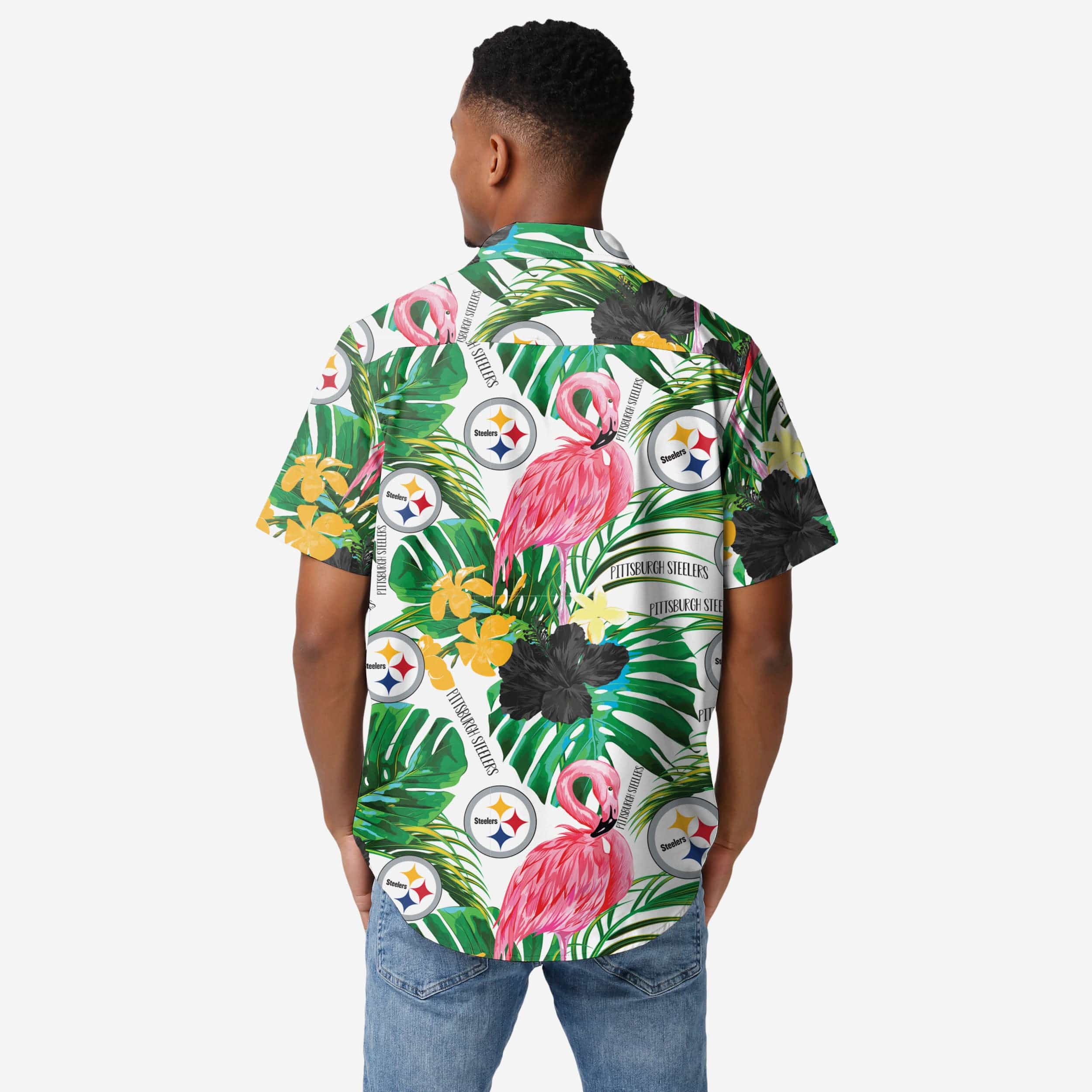 Pittsburgh Steelers Flamingo Button Up Shirt - Image 2