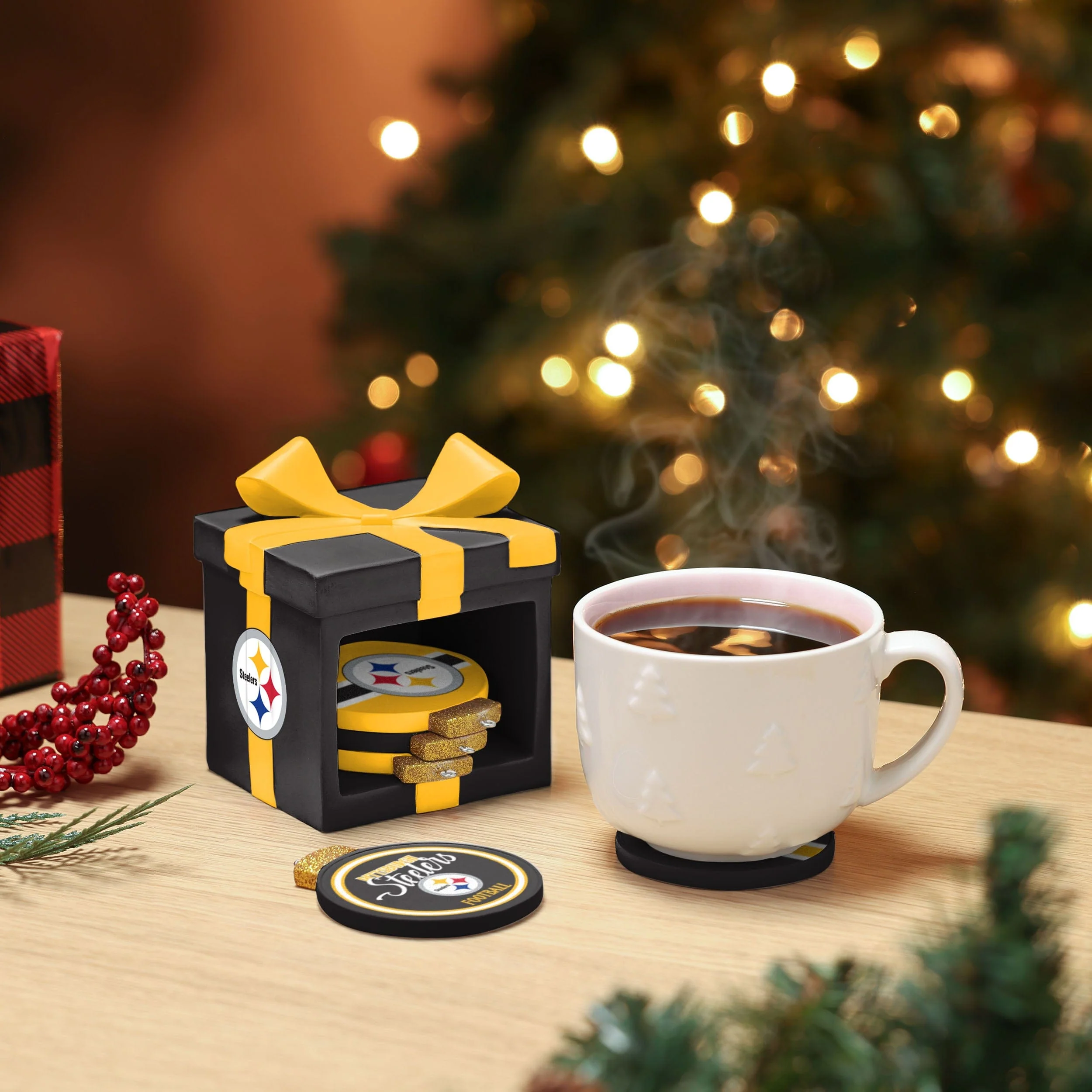 Pittsburgh Steelers Holiday 5 Pack Coaster Set - Image 2