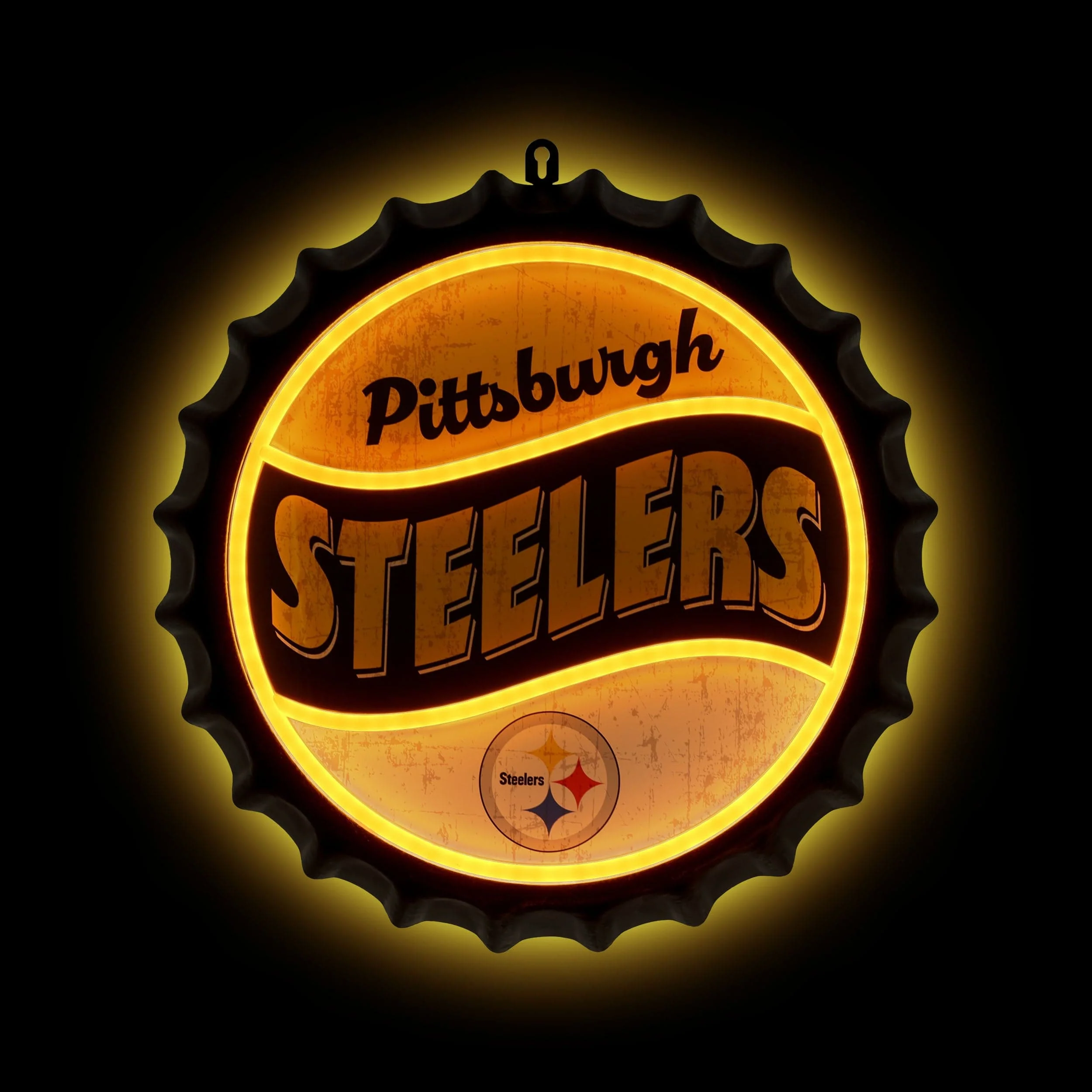 Pittsburgh Steelers LED Neon Backlit Bottle Cap Wall Sign - Image 2