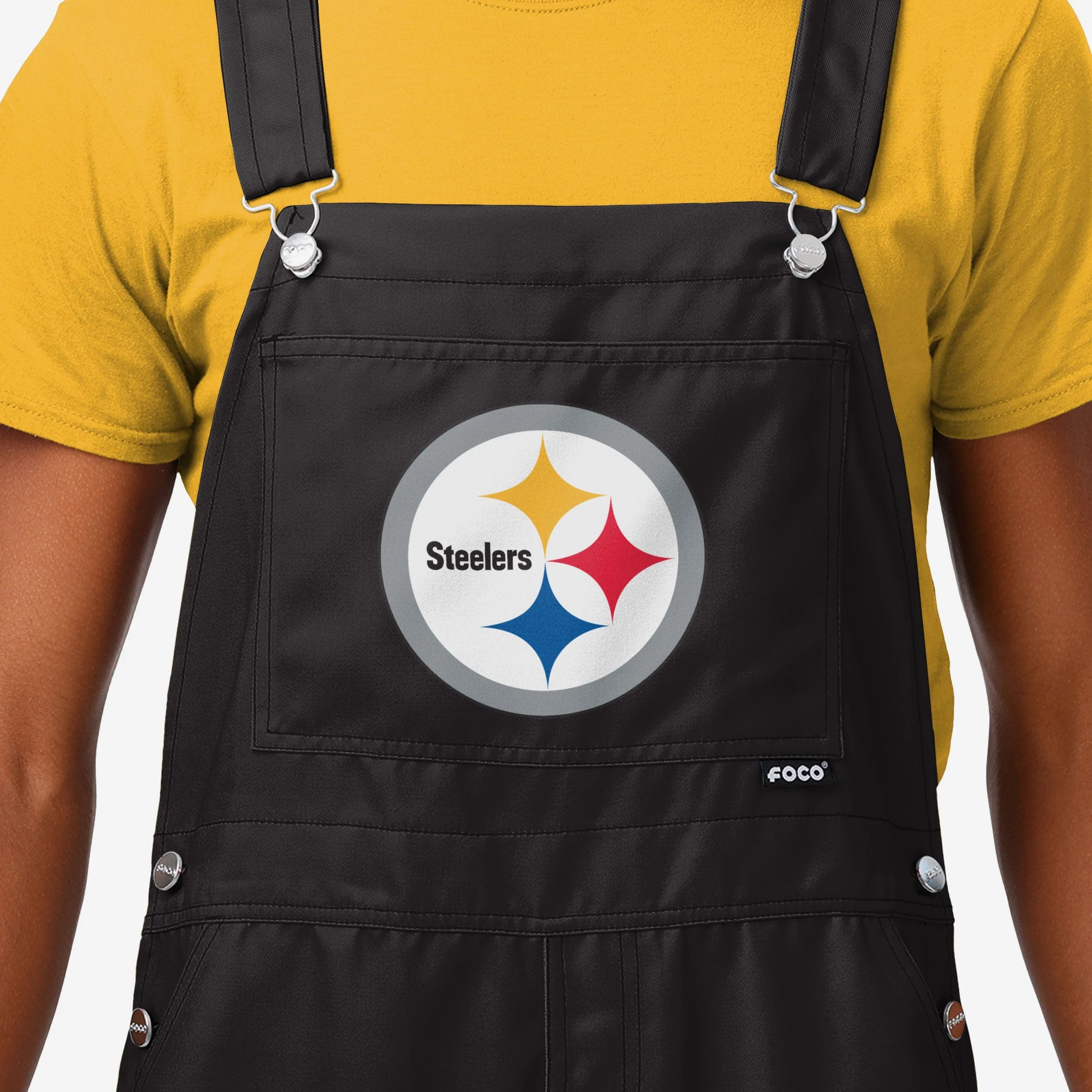 Pittsburgh Steelers Mens Solid Wordmark Bib Overalls - Image 3