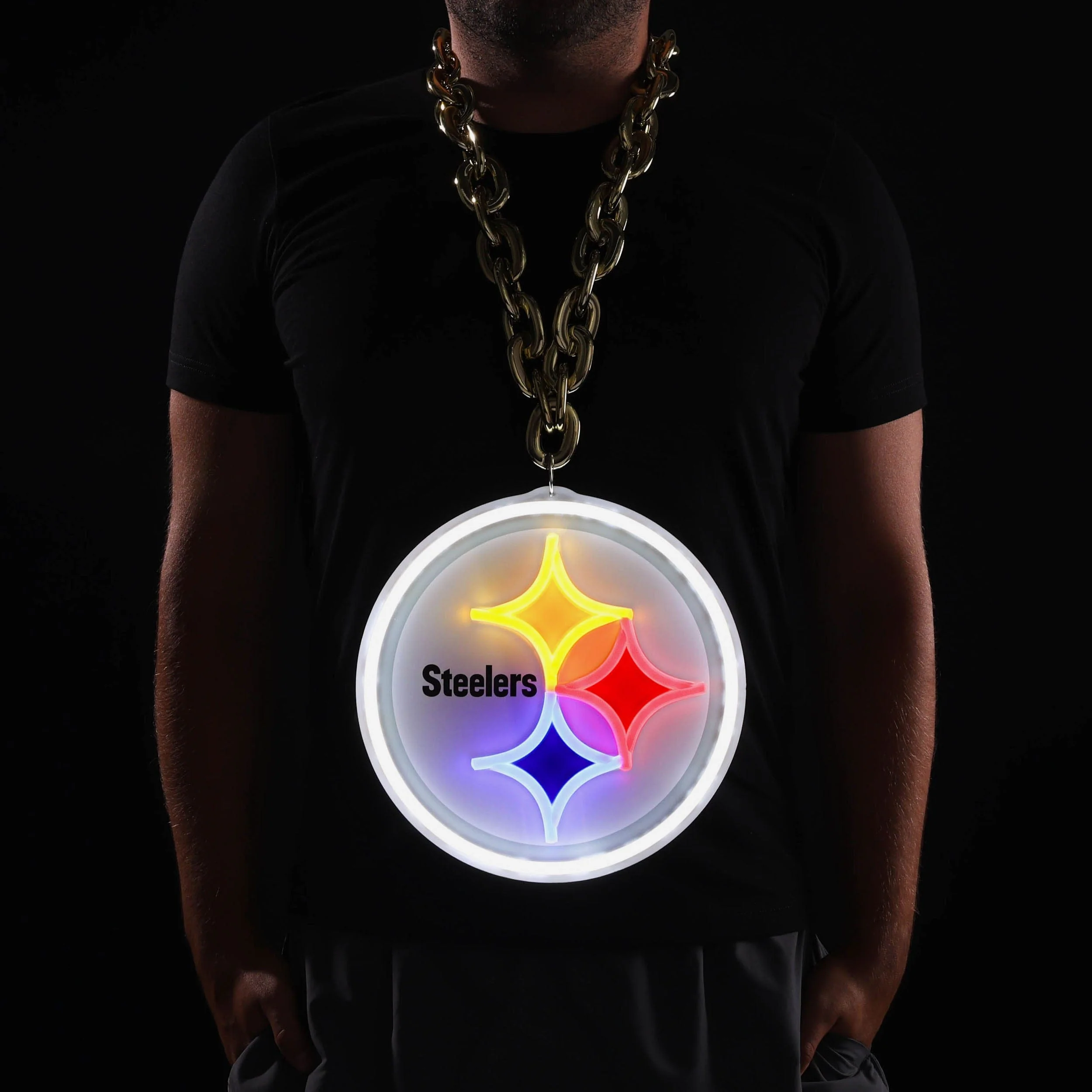 Pittsburgh Steelers Neon Light Up Big Logo Chain - Image 3