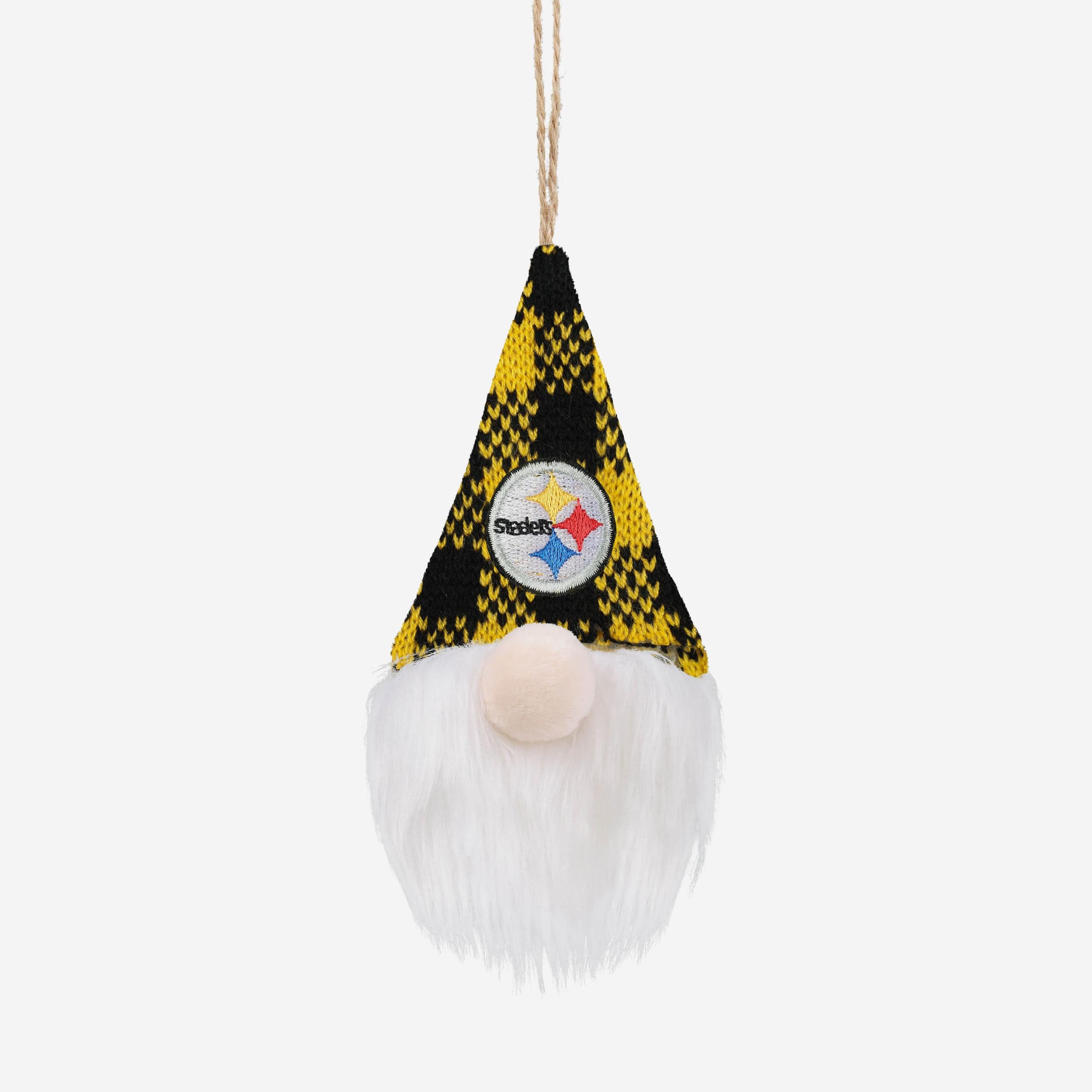 Pittsburgh Steelers Plaid Hat Plush Gnome Ornament