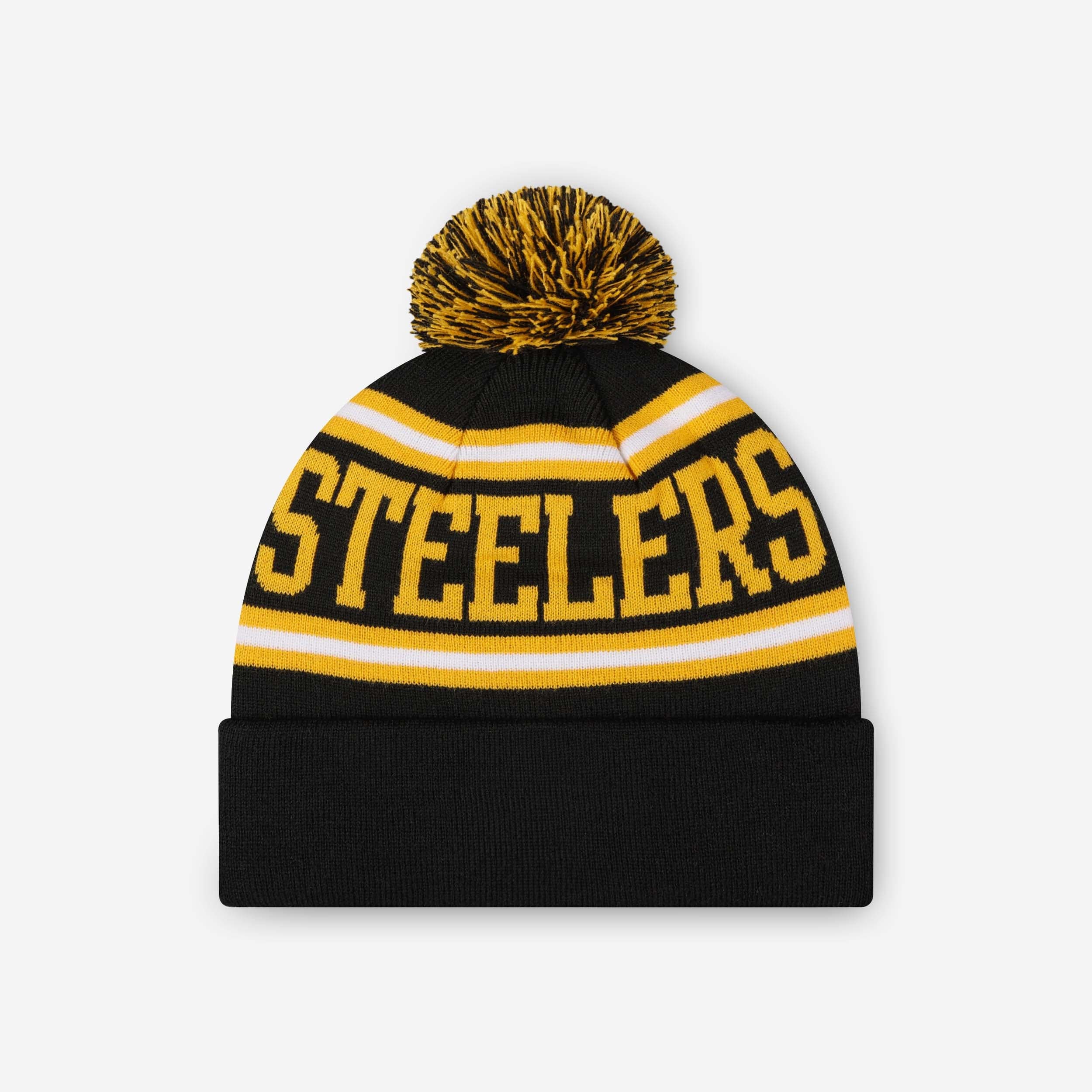Pittsburgh Steelers Primary Logo Stripe Pom Beanie - Image 2