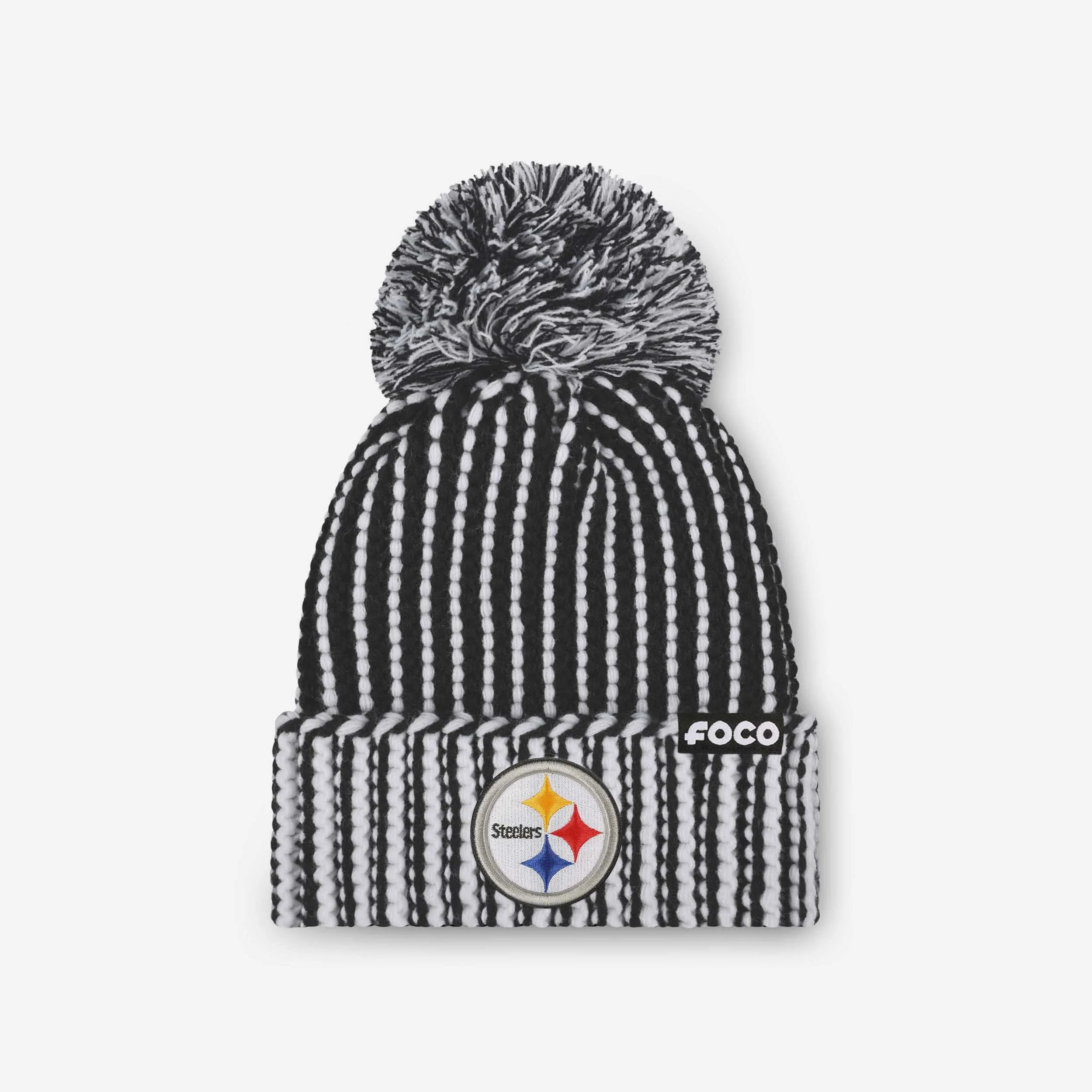 Pittsburgh Steelers Primary Logo Vertical Knit Pom Beanie