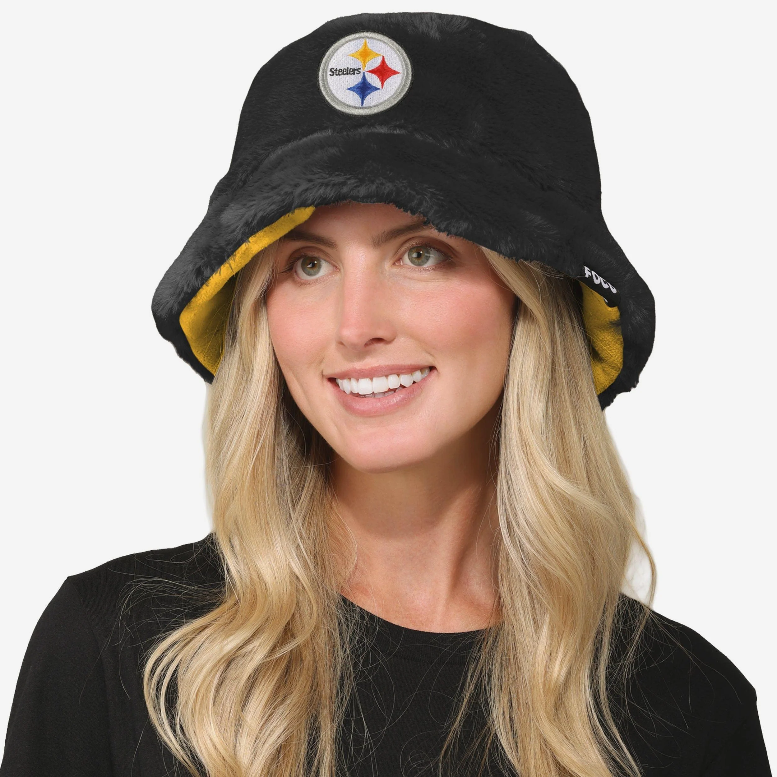 Pittsburgh Steelers Reversible Faux Fur Bucket Hat - Image 2