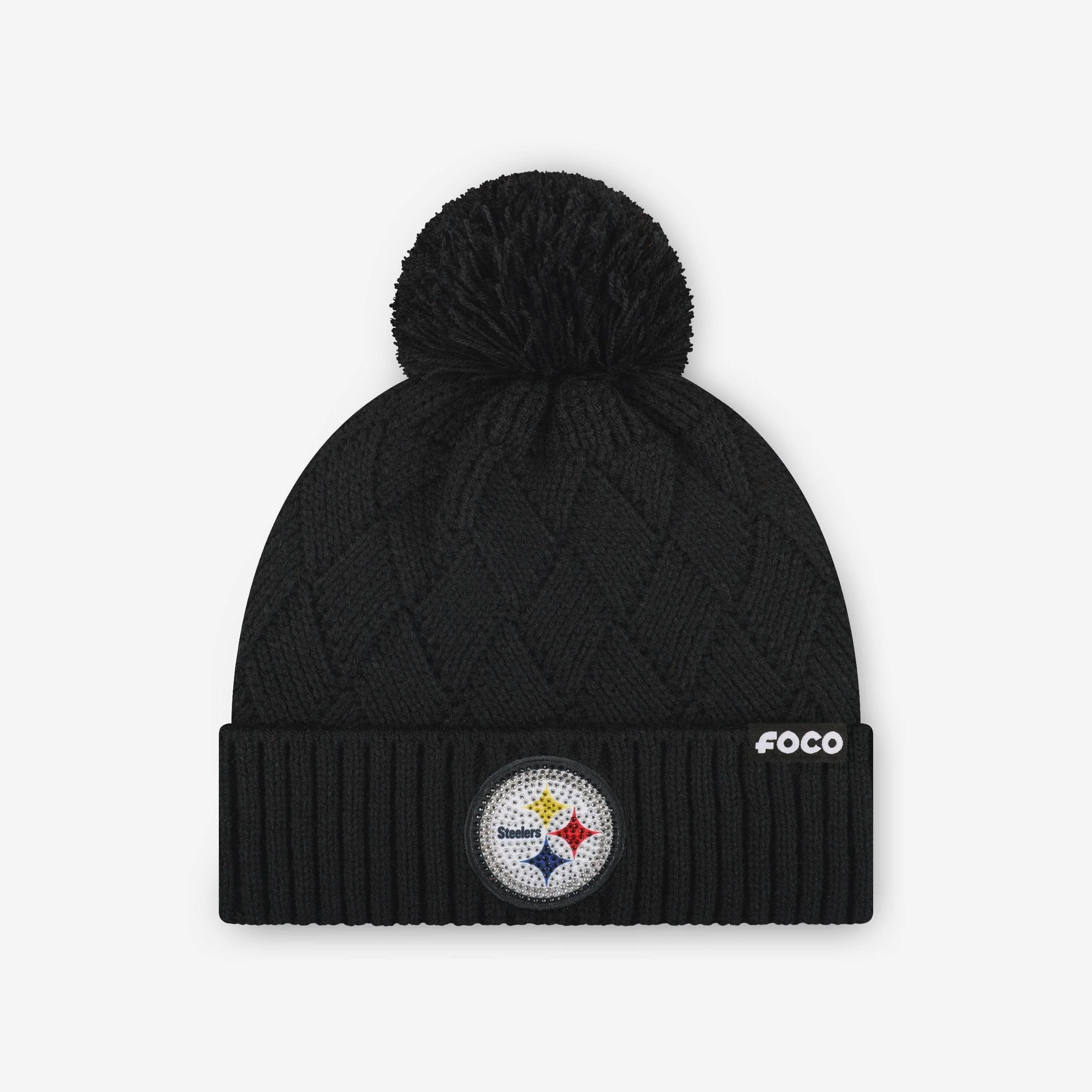 Pittsburgh Steelers Rhinestone Primary Logo Criss Cross Beanie