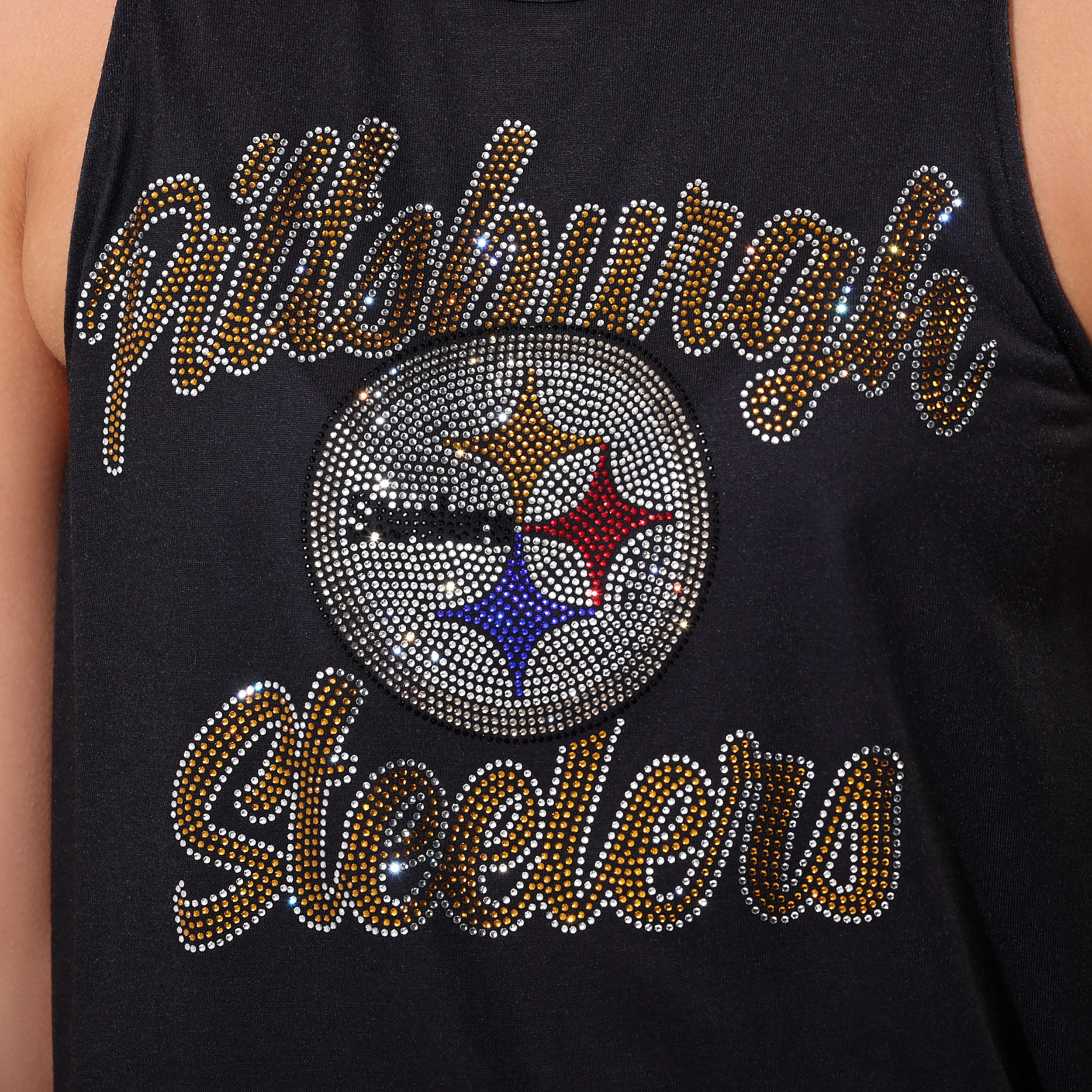 Pittsburgh Steelers Rhinestone Tie-Breaker Sleeveless Top - Image 2