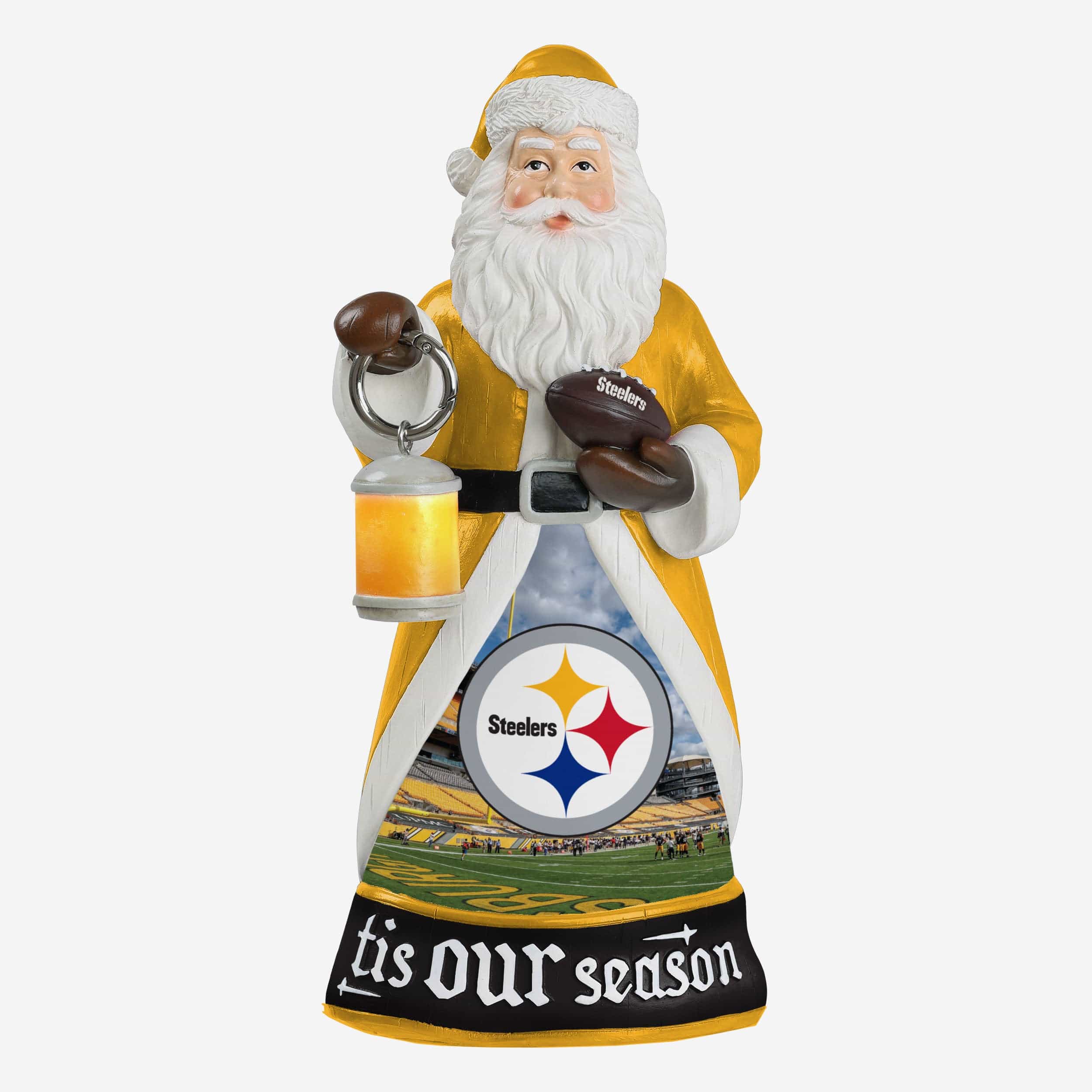 Pittsburgh Steelers Santa Figure With Light Up Lantern