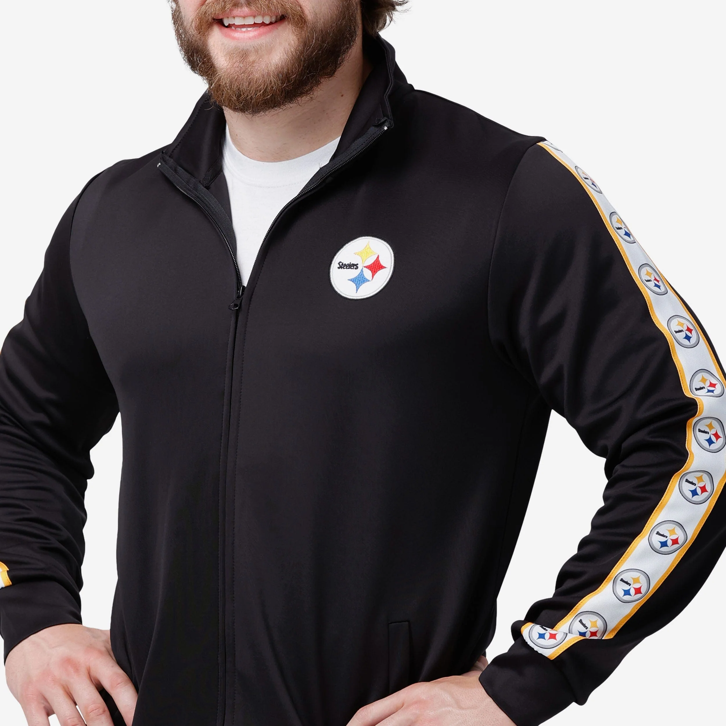 Pittsburgh Steelers Stripe Logo Track Jacket - Image 3