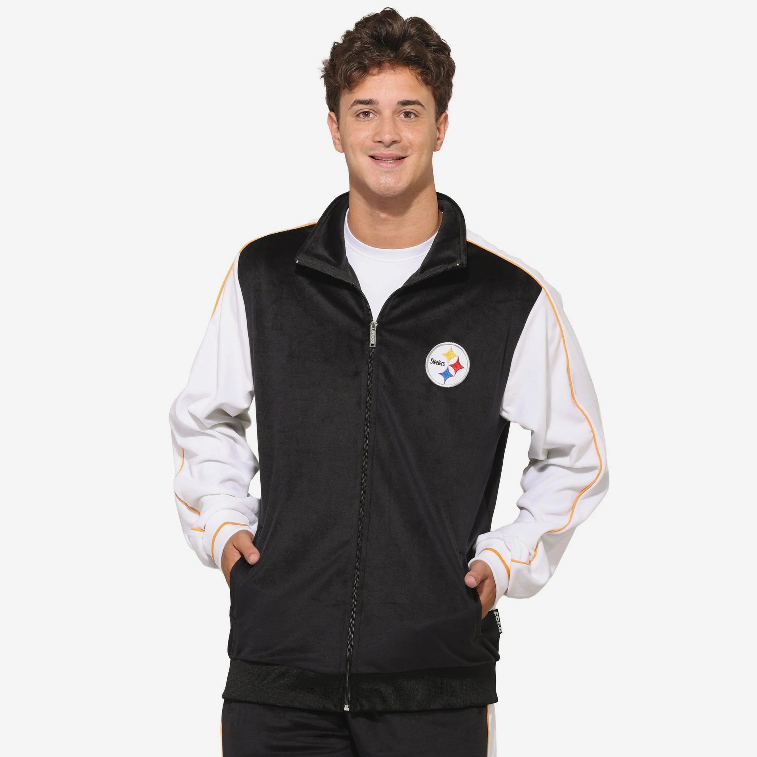 Pittsburgh Steelers Two Tone Velour Zip Up Top