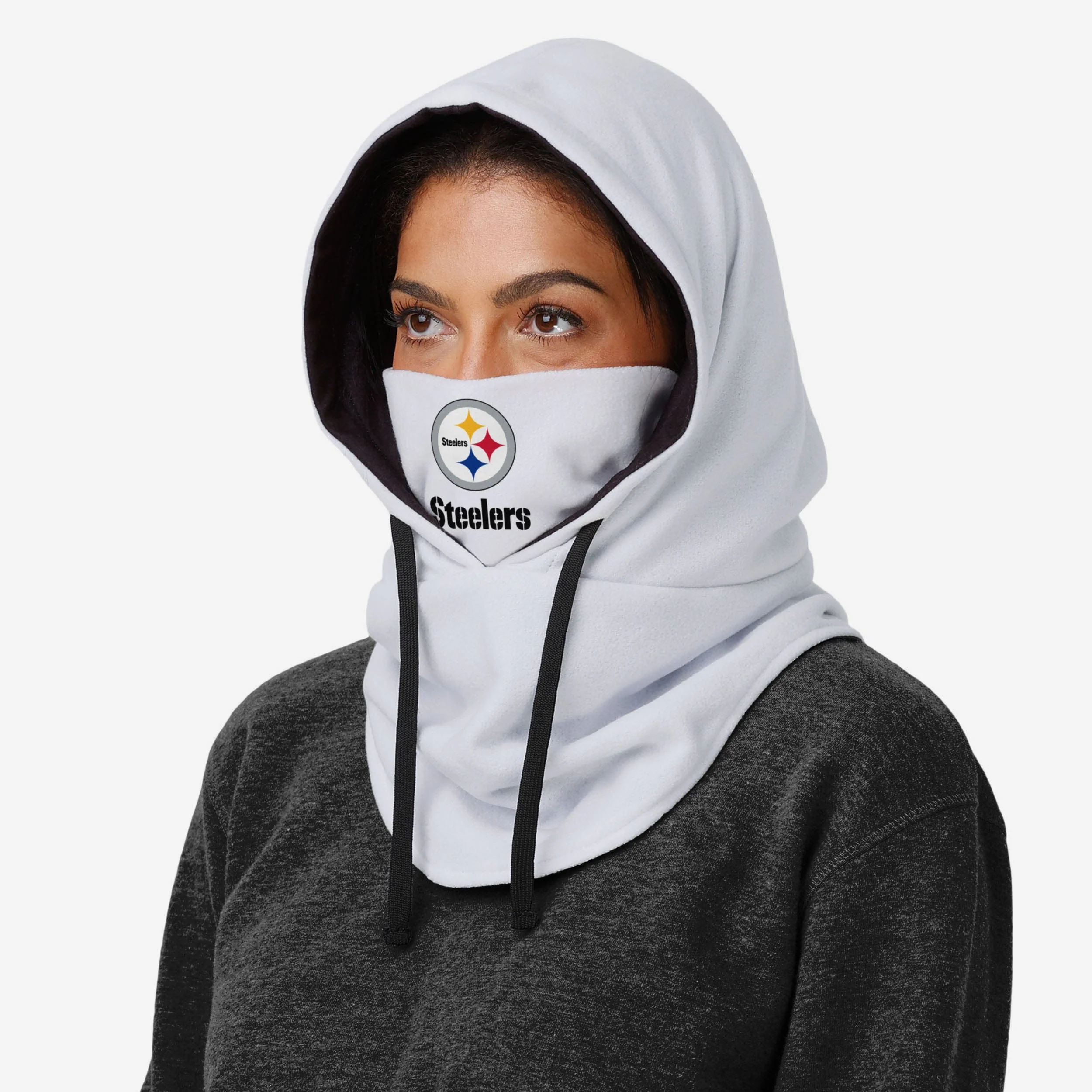 Pittsburgh Steelers White Drawstring Hooded Gaiter - Image 3