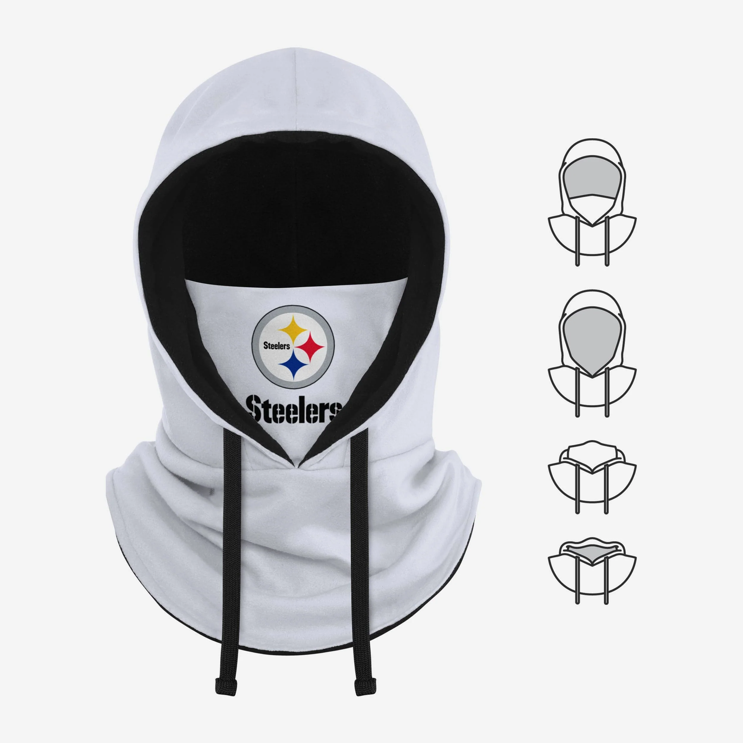 Pittsburgh Steelers White Drawstring Hooded Gaiter - Image 5