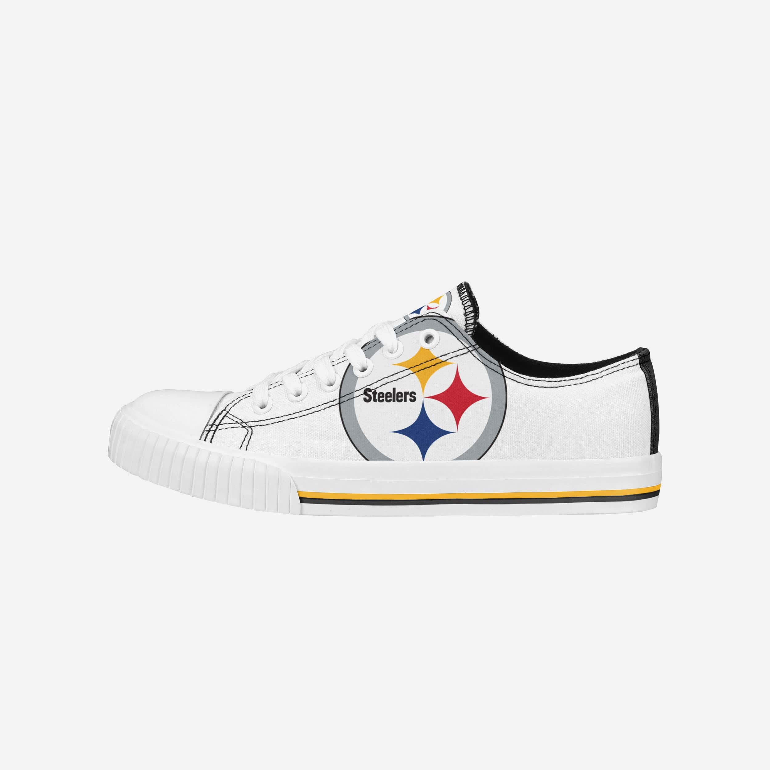 Pittsburgh Steelers Womens Big Logo Low Top White Canvas Shoes