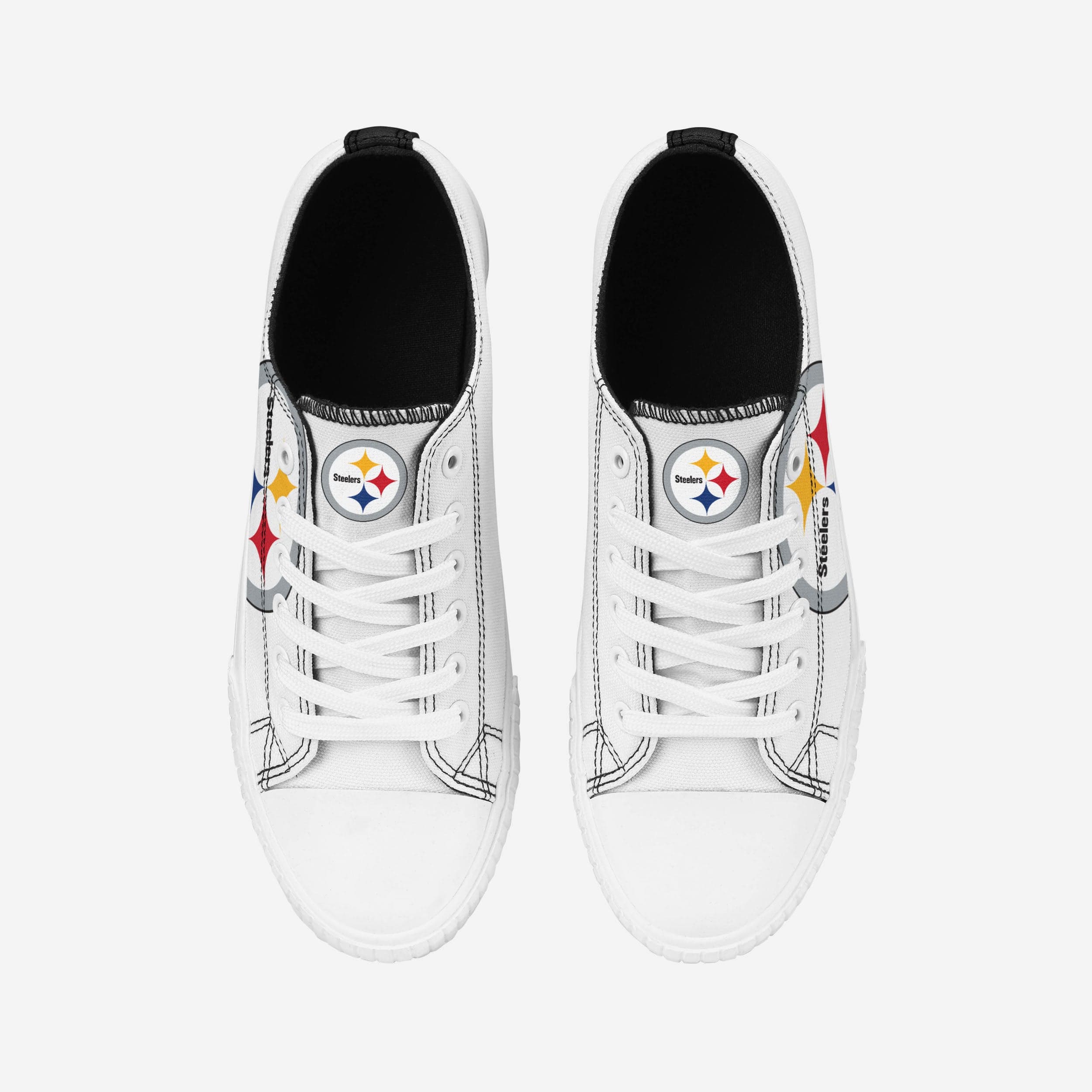 Pittsburgh Steelers Womens Big Logo Low Top White Canvas Shoes - Image 4