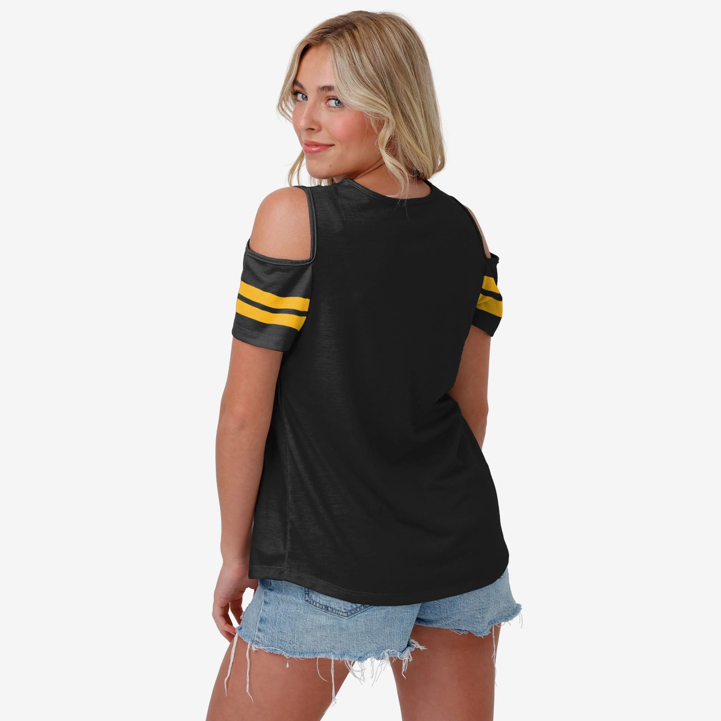 Pittsburgh Steelers Womens Cold Shoulder T-Shirt - Image 2