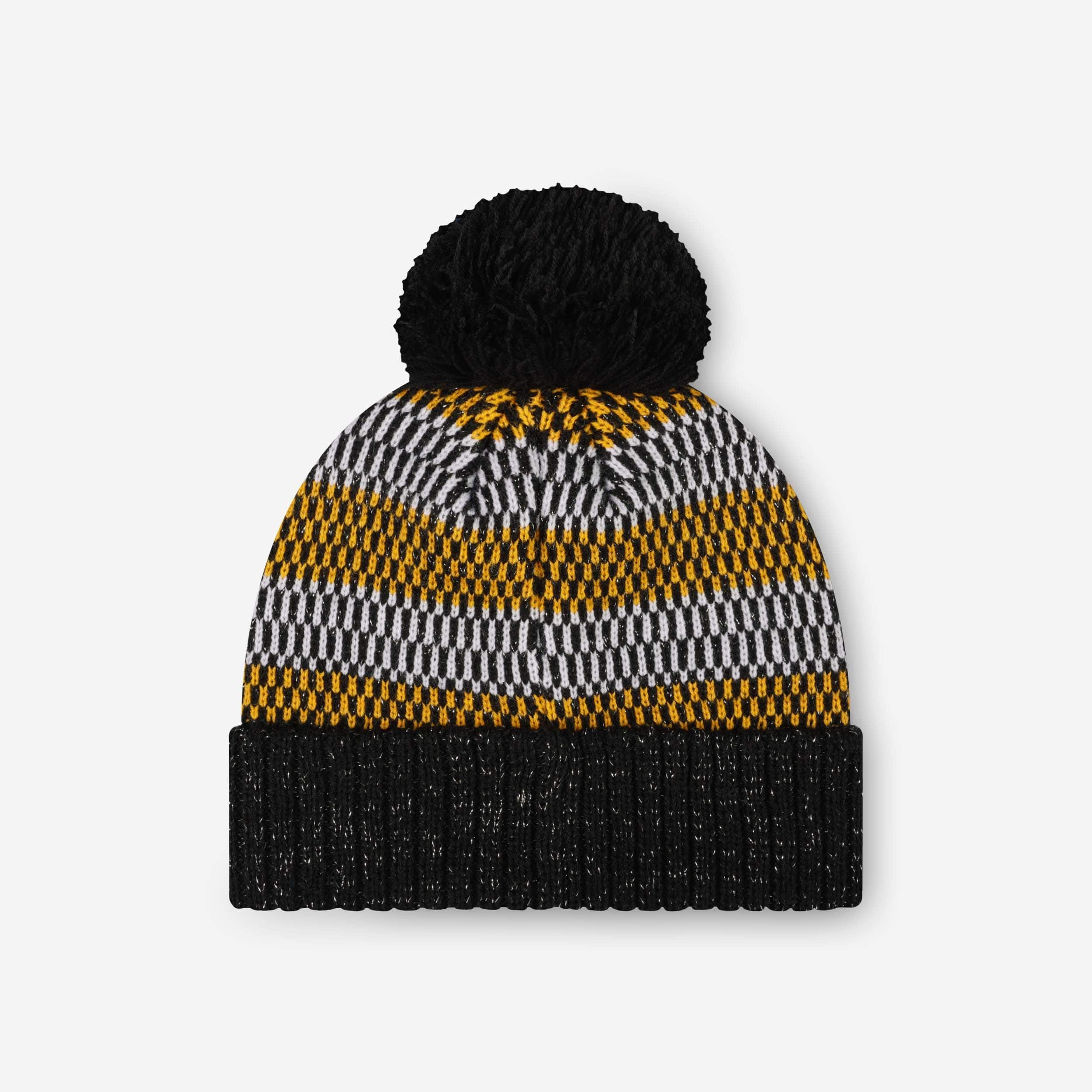 Pittsburgh Steelers Womens Cozy Knit Metallic Thread Pom Beanie - Image 2