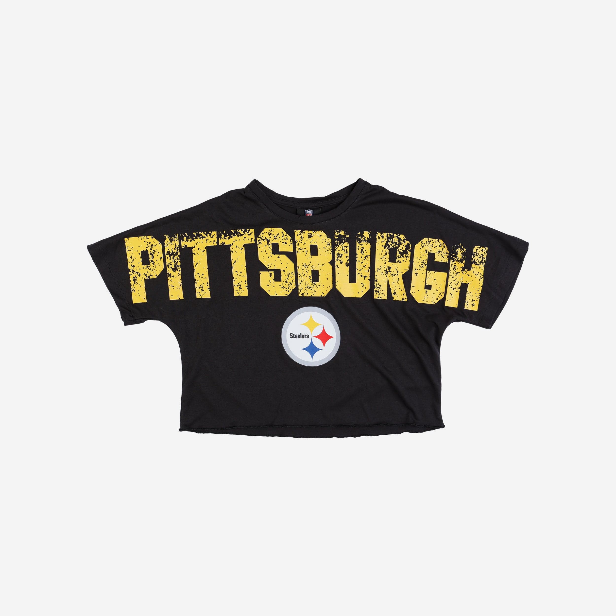 Pittsburgh Steelers Womens Distressed Wordmark Crop Top - Image 3