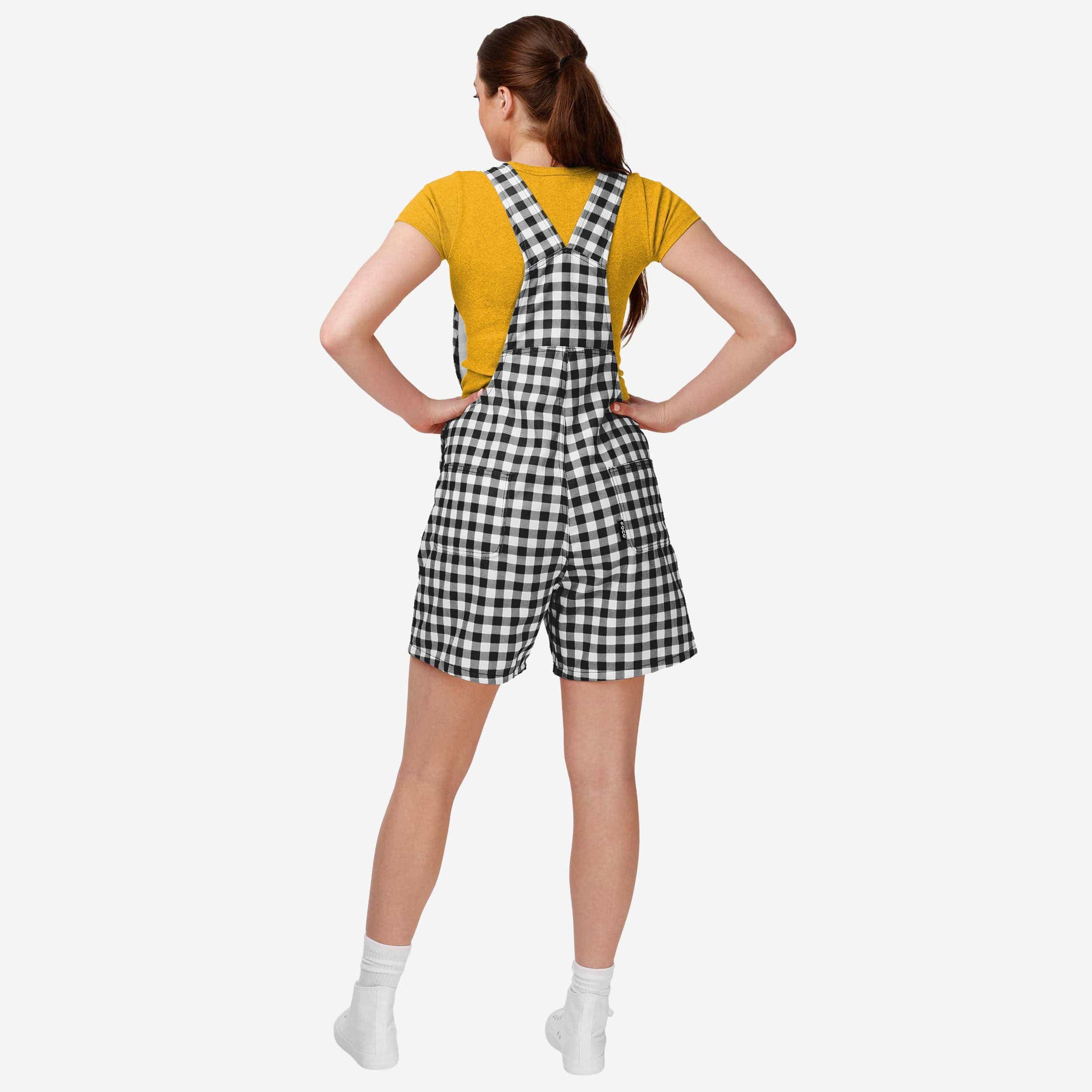 Pittsburgh Steelers Womens Gingham Check Bib Shortalls - Image 2