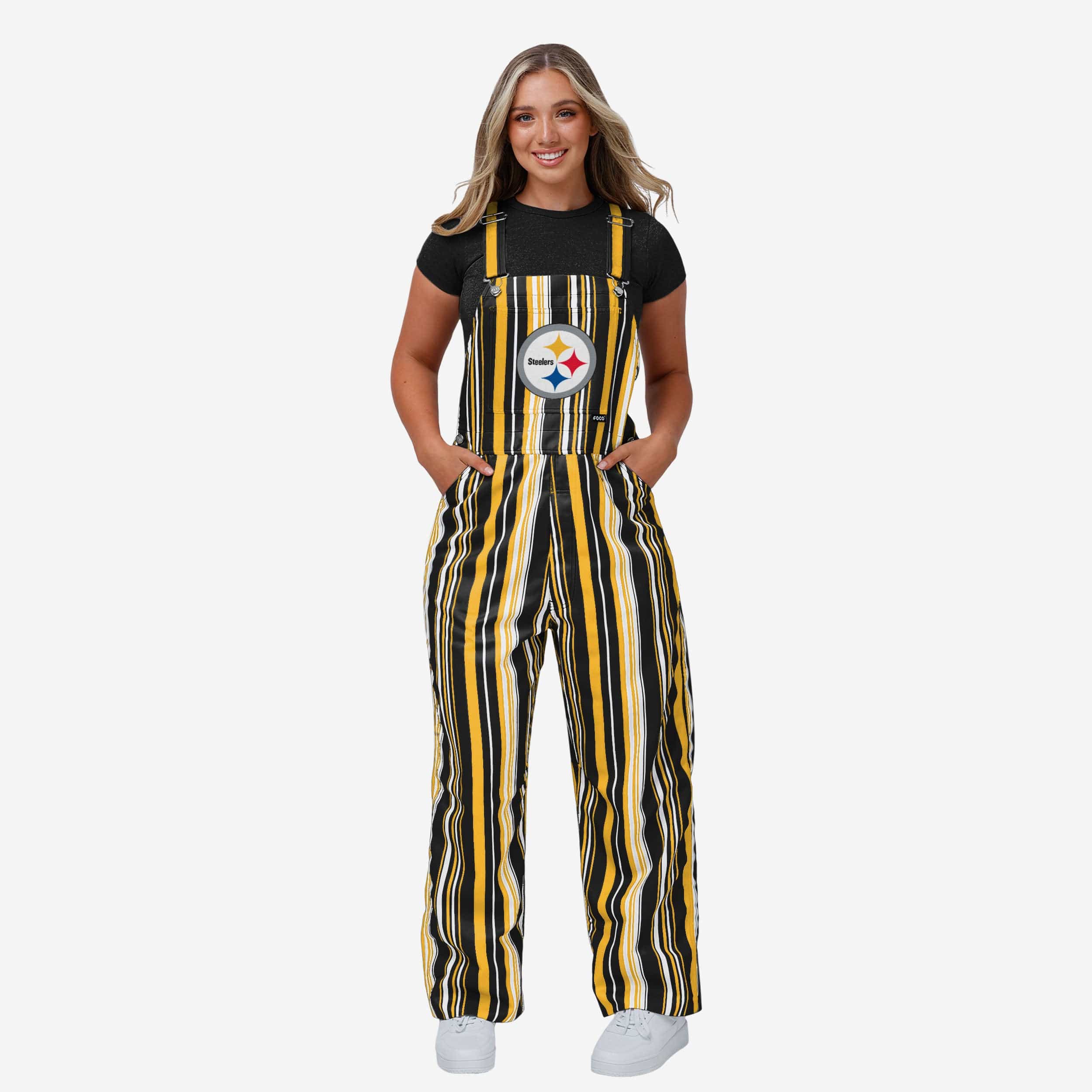 Pittsburgh Steelers Womens Hyper Stripe Bib Overalls