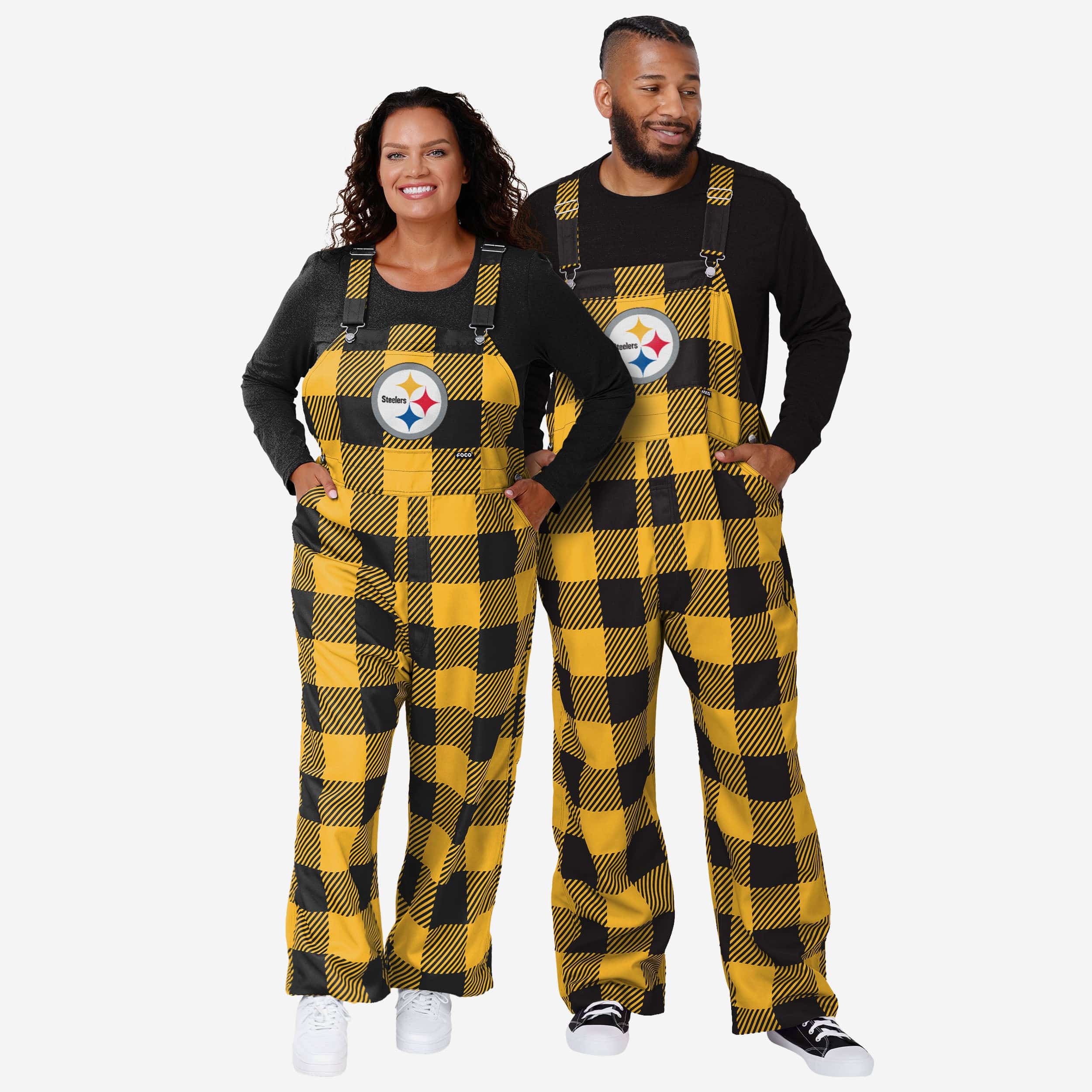 Pittsburgh Steelers Womens Plaid Bib Overalls - Image 3