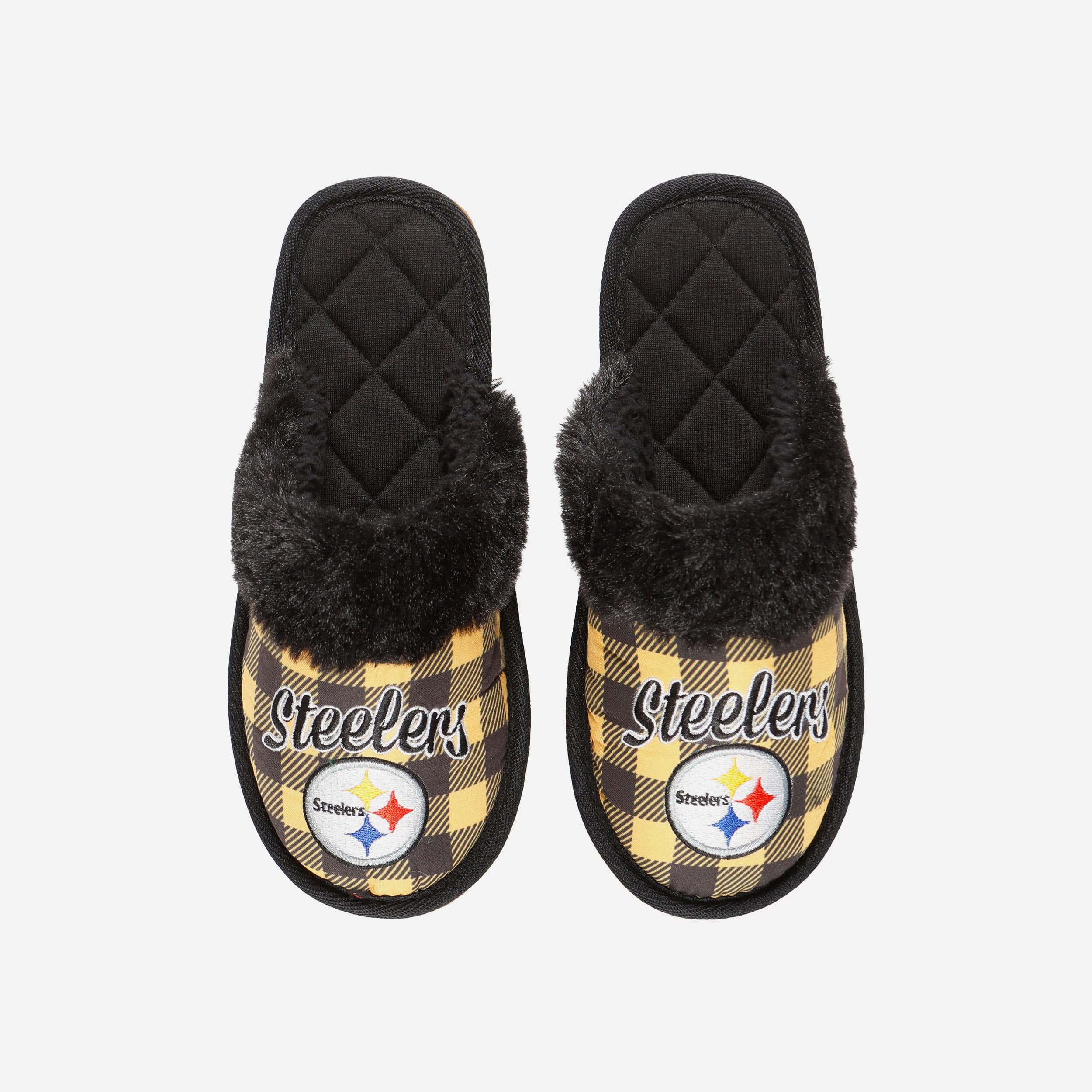 Pittsburgh Steelers Womens Plaid Sherpa Mule Slipper - Image 2