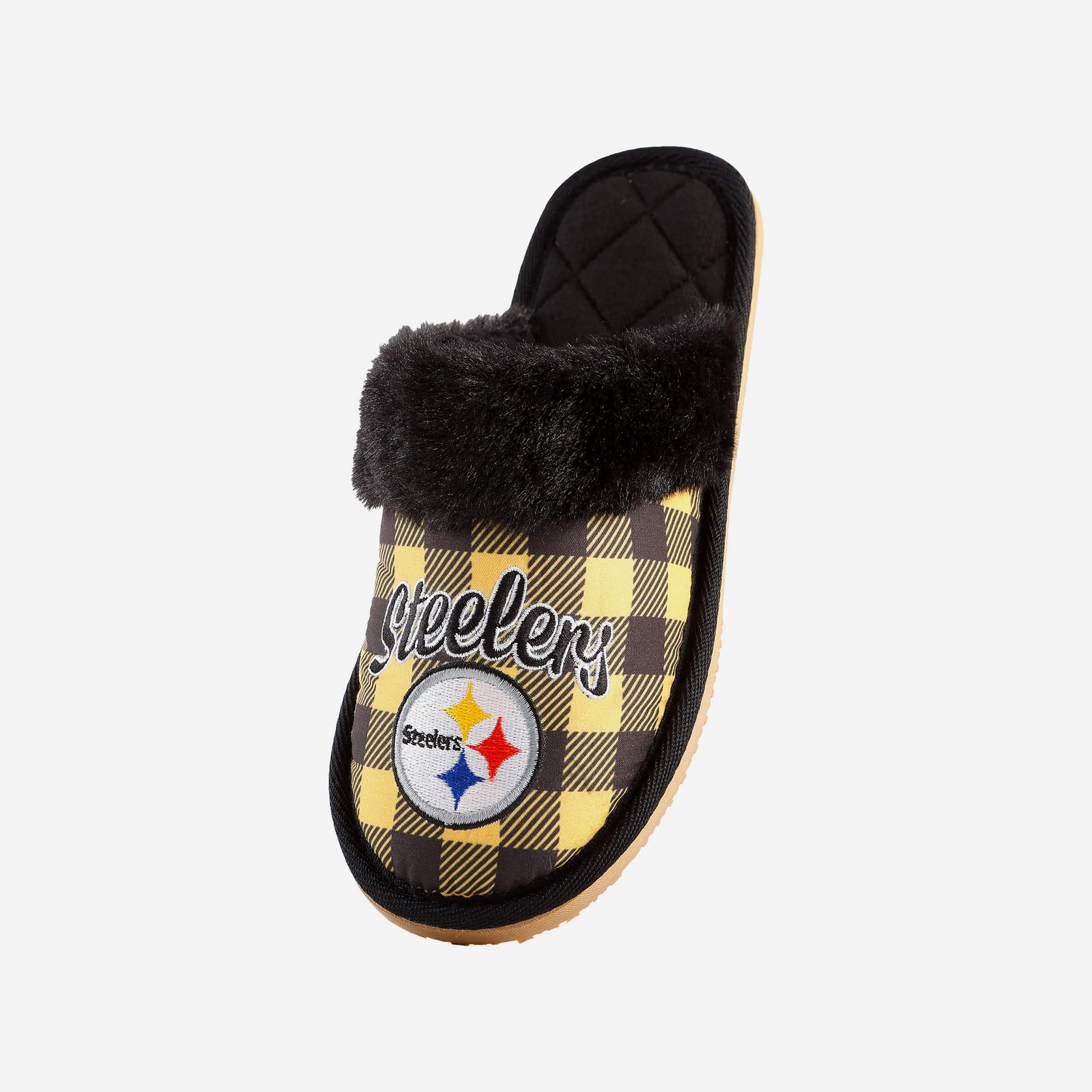 Pittsburgh Steelers Womens Plaid Sherpa Mule Slipper - Image 3