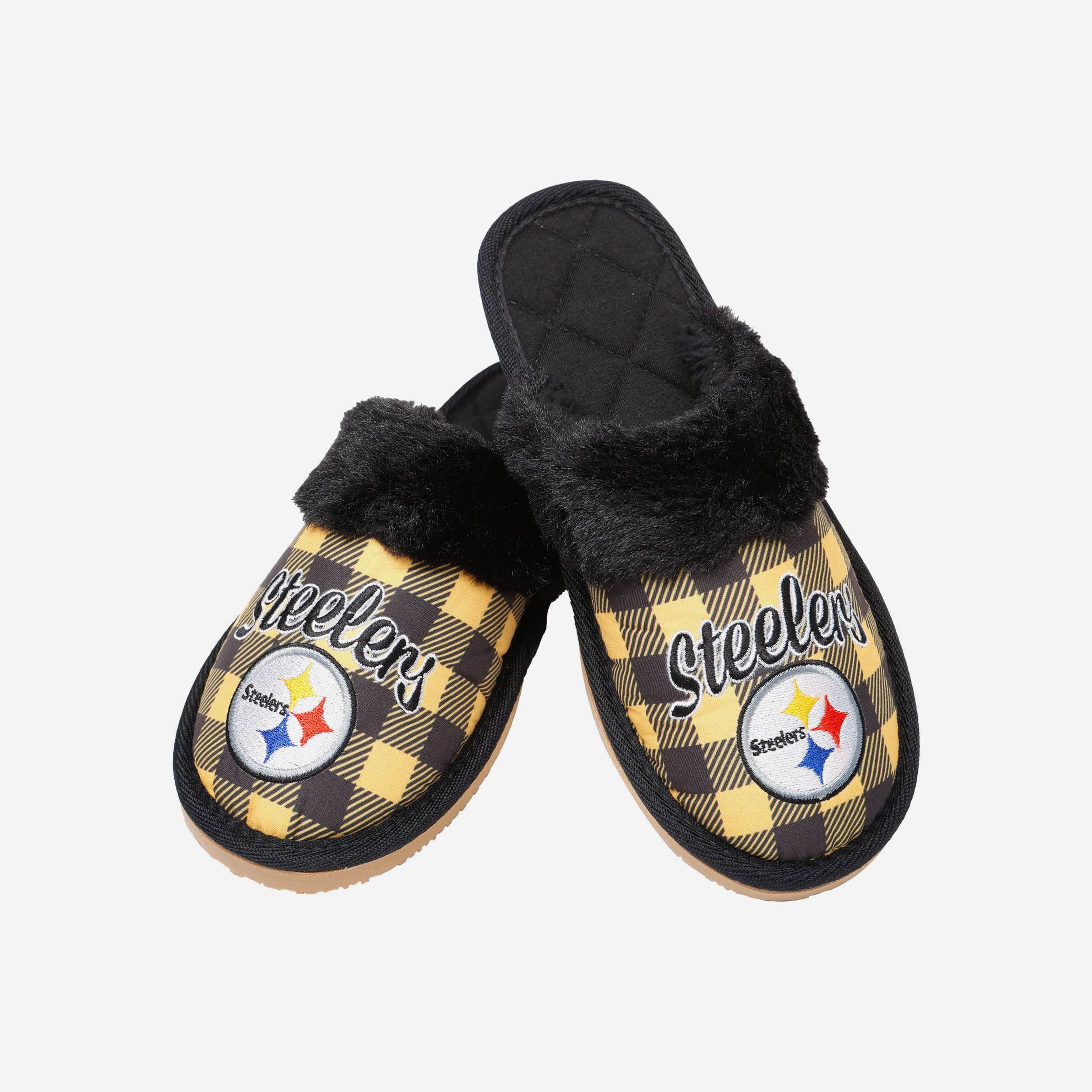 Pittsburgh Steelers Womens Plaid Sherpa Mule Slipper - Image 4