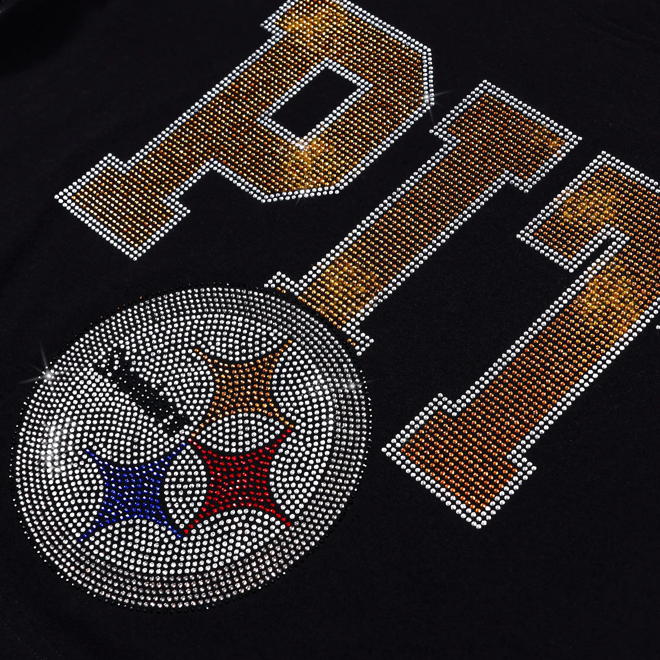 Pittsburgh Steelers Womens Rhinestone Logo Crop Top - Image 2