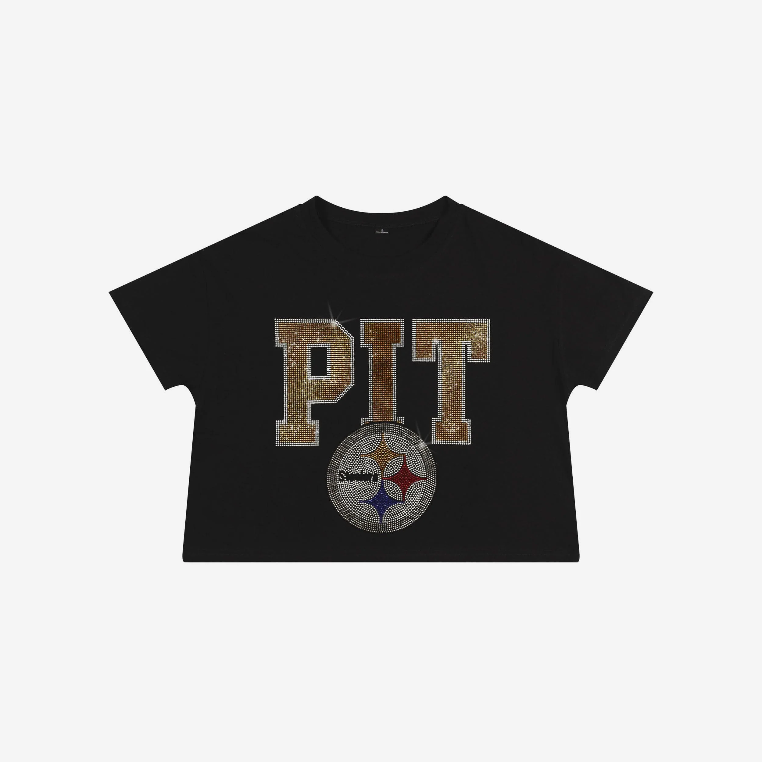 Pittsburgh Steelers Womens Rhinestone Logo Crop Top - Image 4
