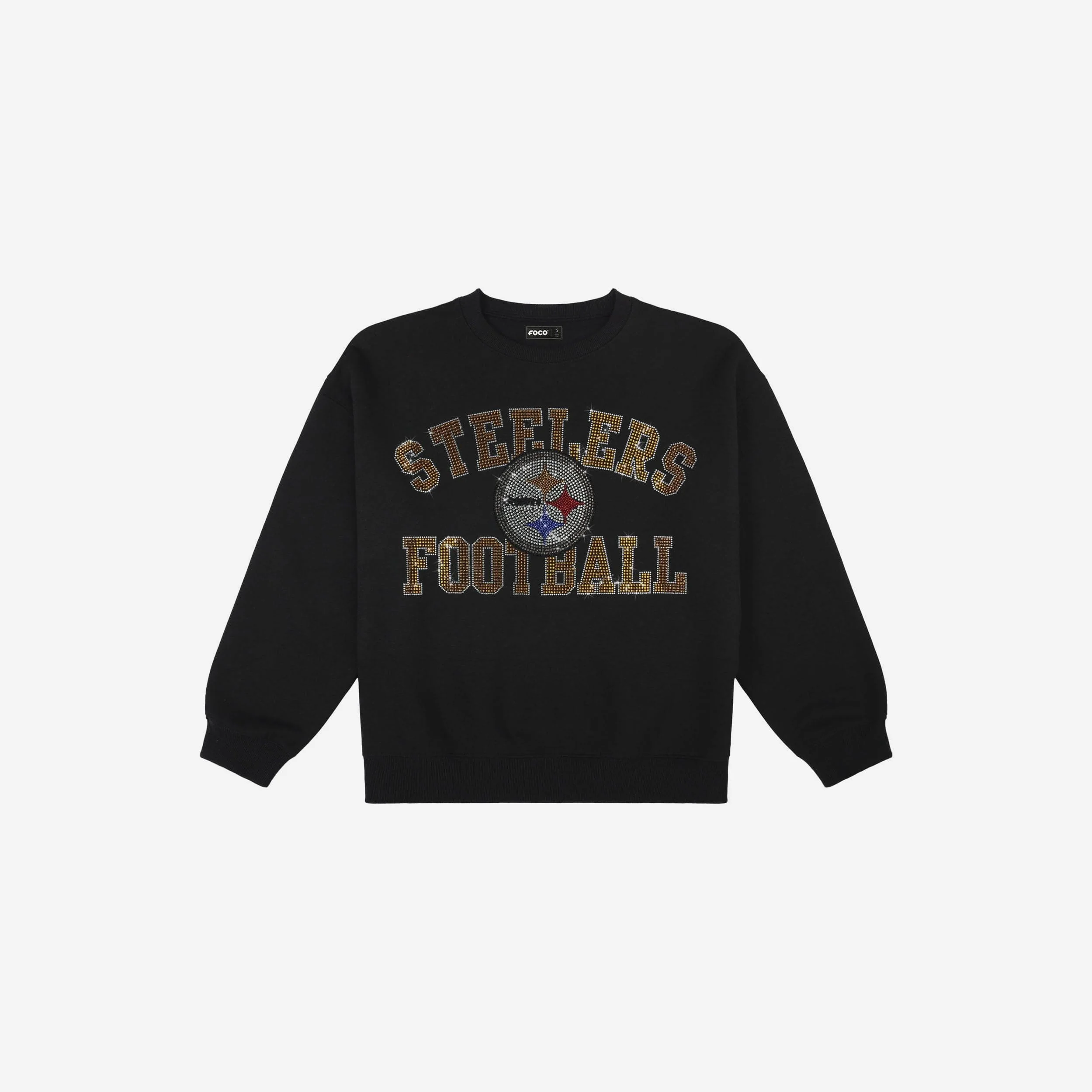 Pittsburgh Steelers Womens Rhinestone Logo Oversized Crew Neck Sweatshirt - Image 4