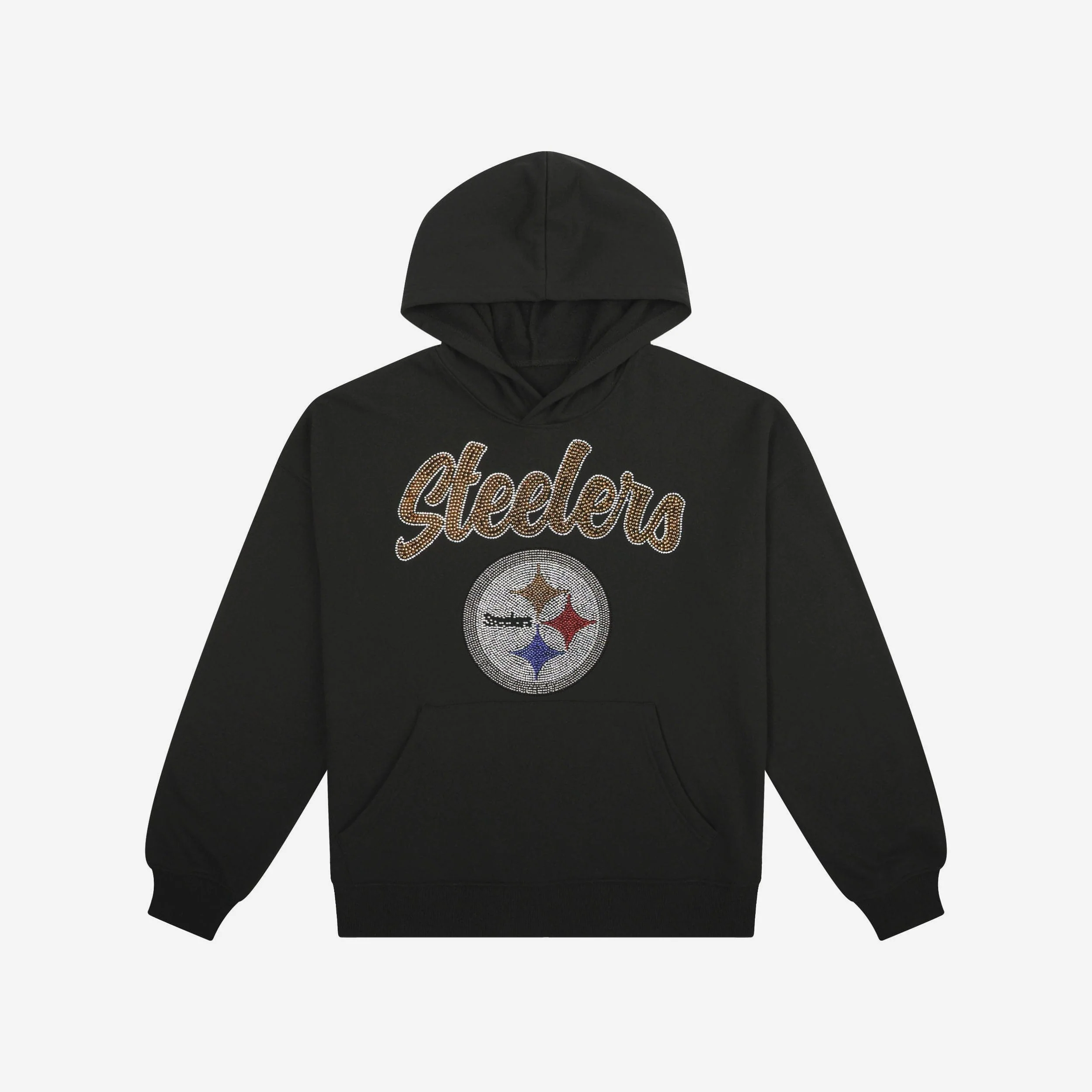 Pittsburgh Steelers Womens Rhinestone Logo Oversized Hoodie - Image 4