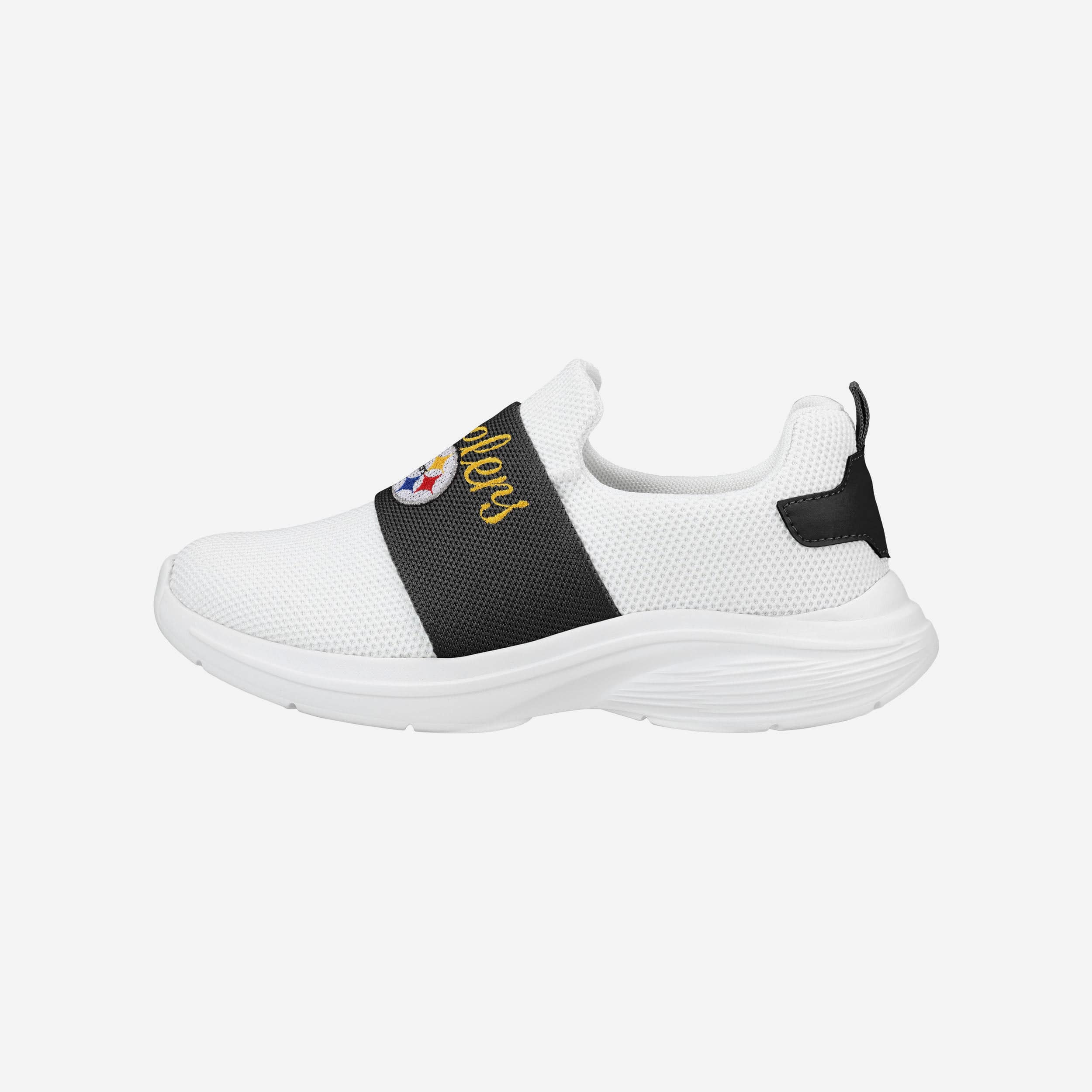 Pittsburgh Steelers Womens Script Wordmark White Slip On Sneakers