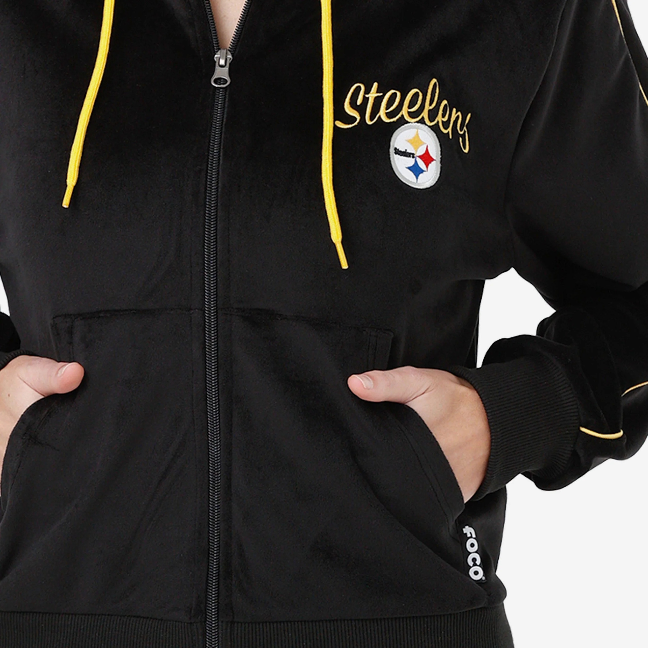 Pittsburgh Steelers Womens Velour Zip Up Top - Image 3