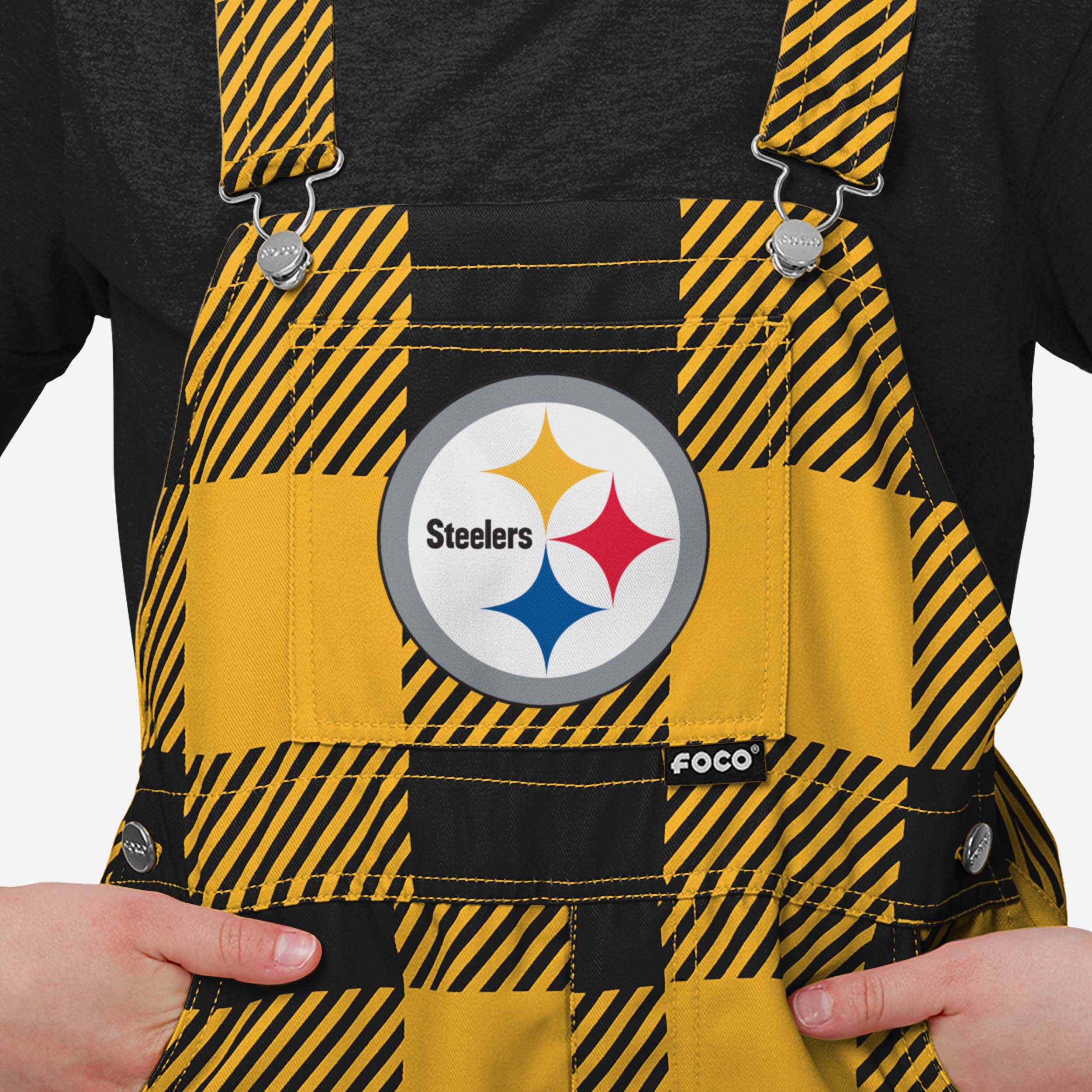 Pittsburgh Steelers Youth Plaid Bib Overalls - Image 4