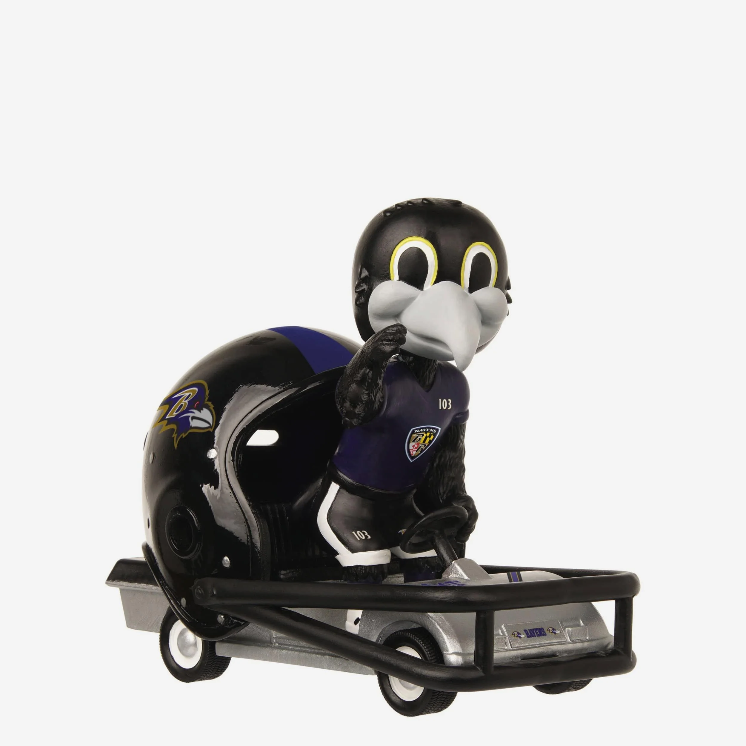 Poe Baltimore Ravens Helmet Cart Mascot Bobblehead