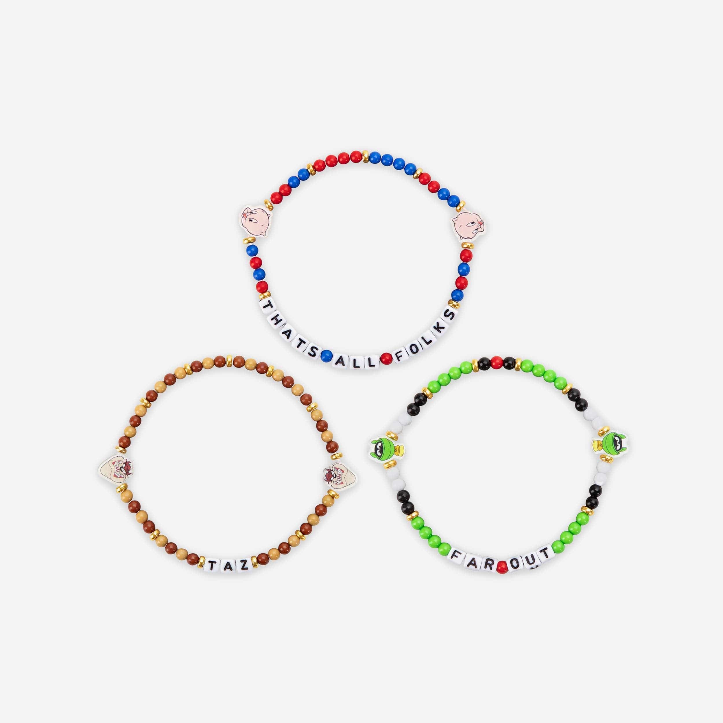 Porky Pig & Tasmanian Devil & Marvin the Martian Looney Tunes 3 Pack Friendship Bracelet - Image 3