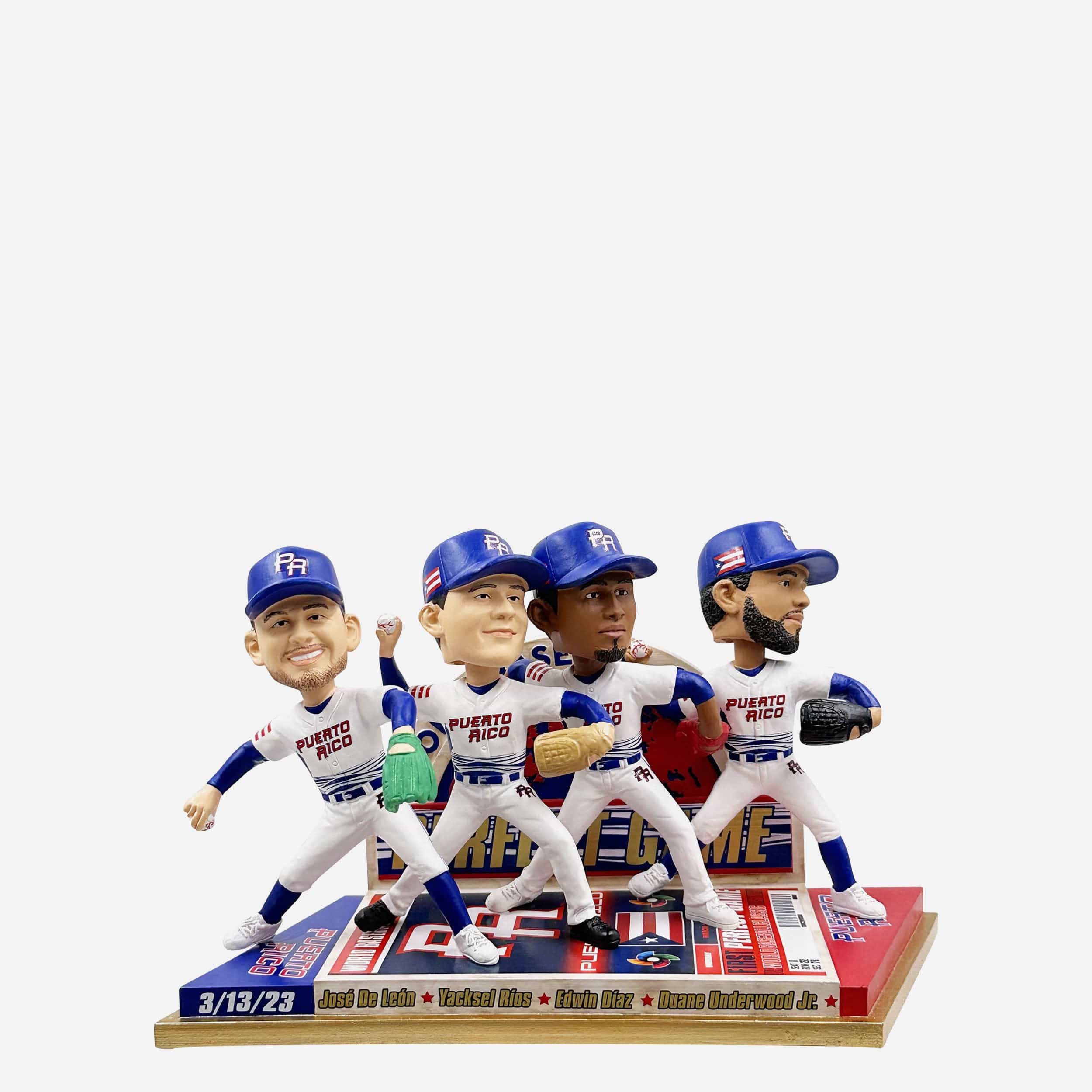 Puerto Rico 2023 World Baseball Classic Combined Perfect Game Mini Bobblehead Scene