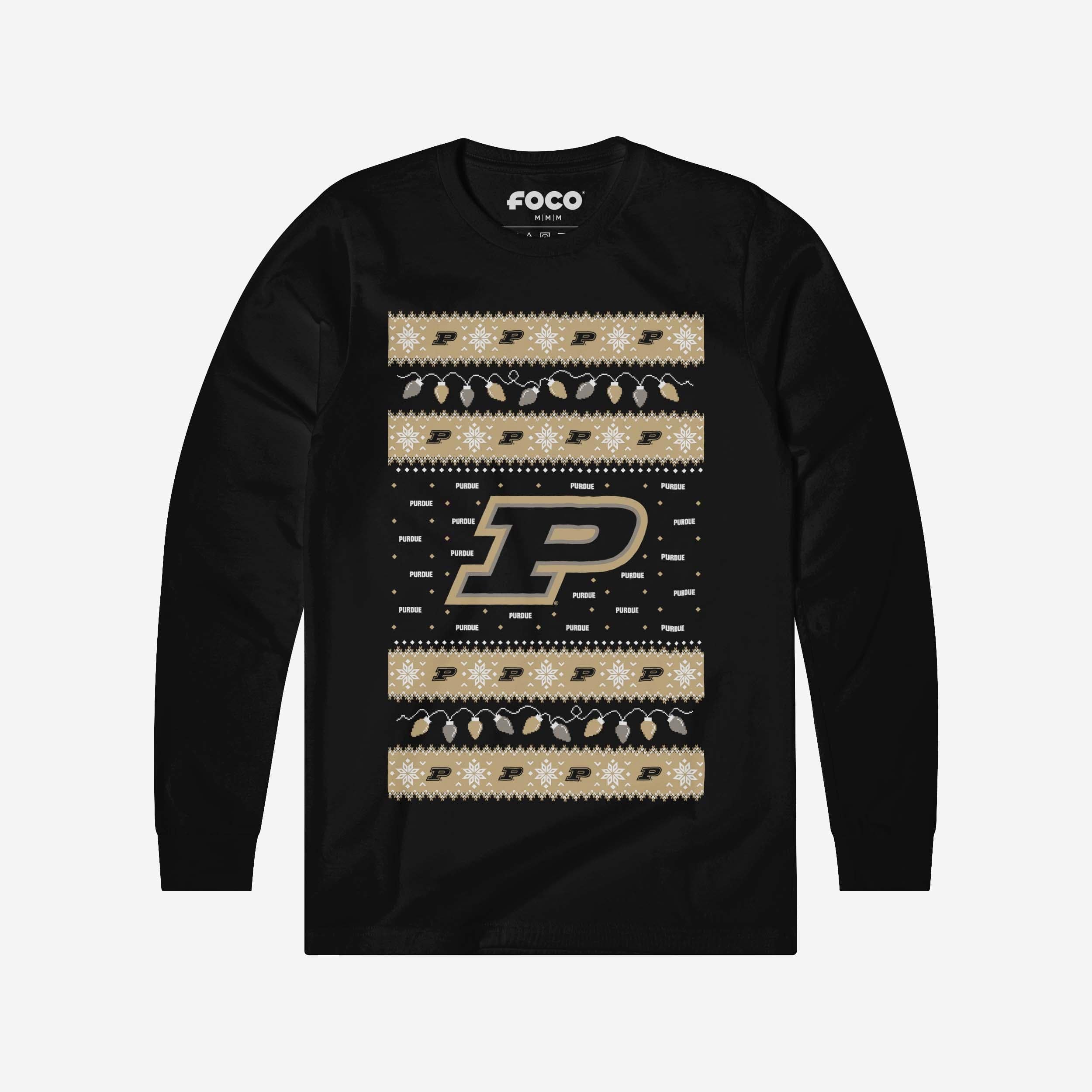 Purdue Boilermakers Holiday Lights Sweater Long Sleeve T-Shirt