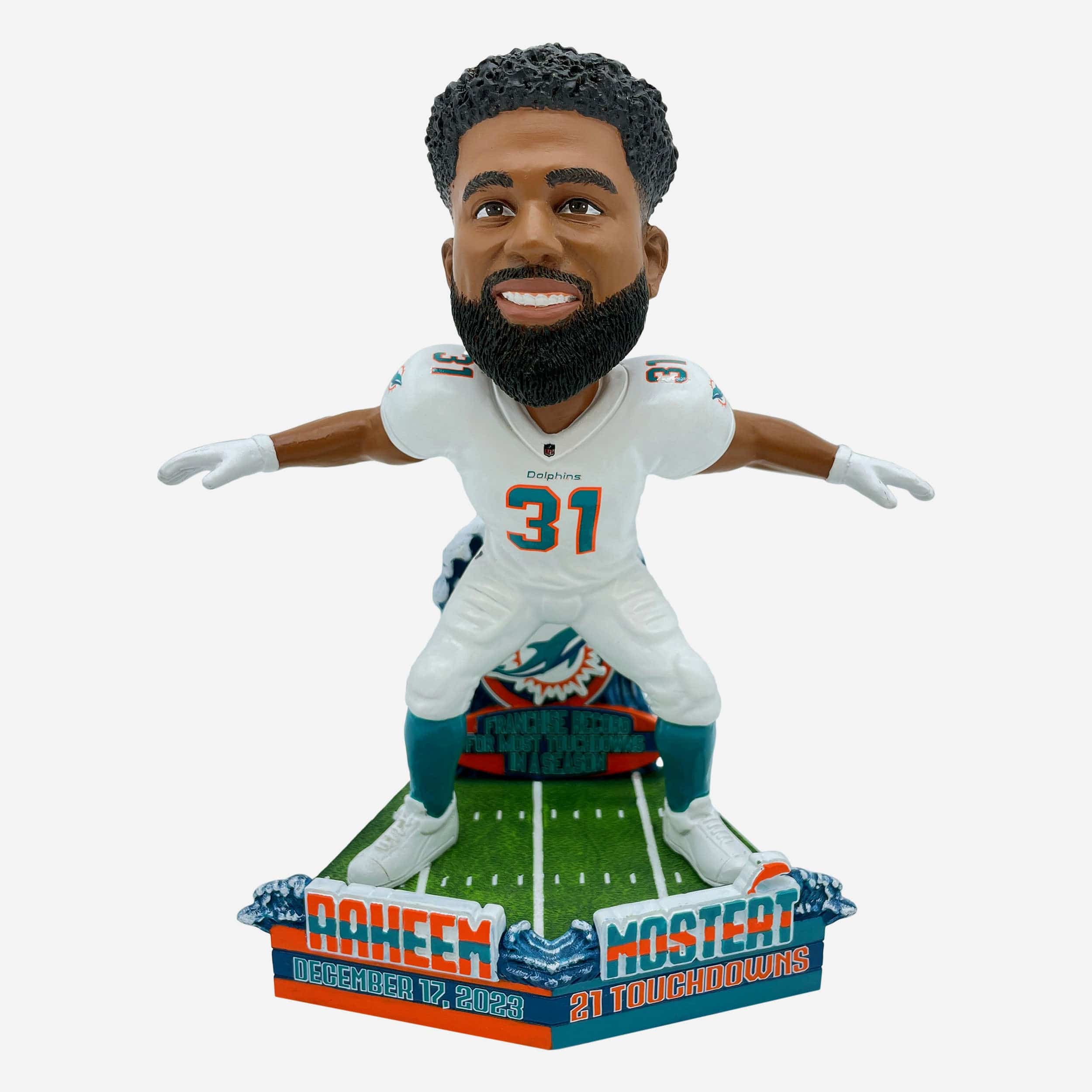 Raheem Mostert Miami Dolphins Franchise Single Season Touchdown Record Bobblehead