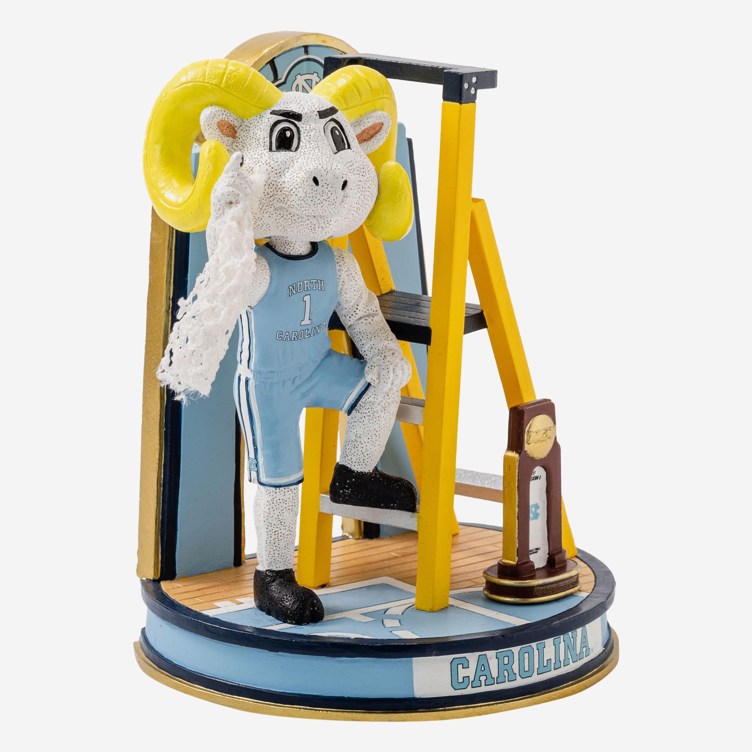 Rameses North Carolina Tar Heels 2017 Mens Basketball National Champions Cutting The Net Mascot Mini Bobblehead Scene - Image 4
