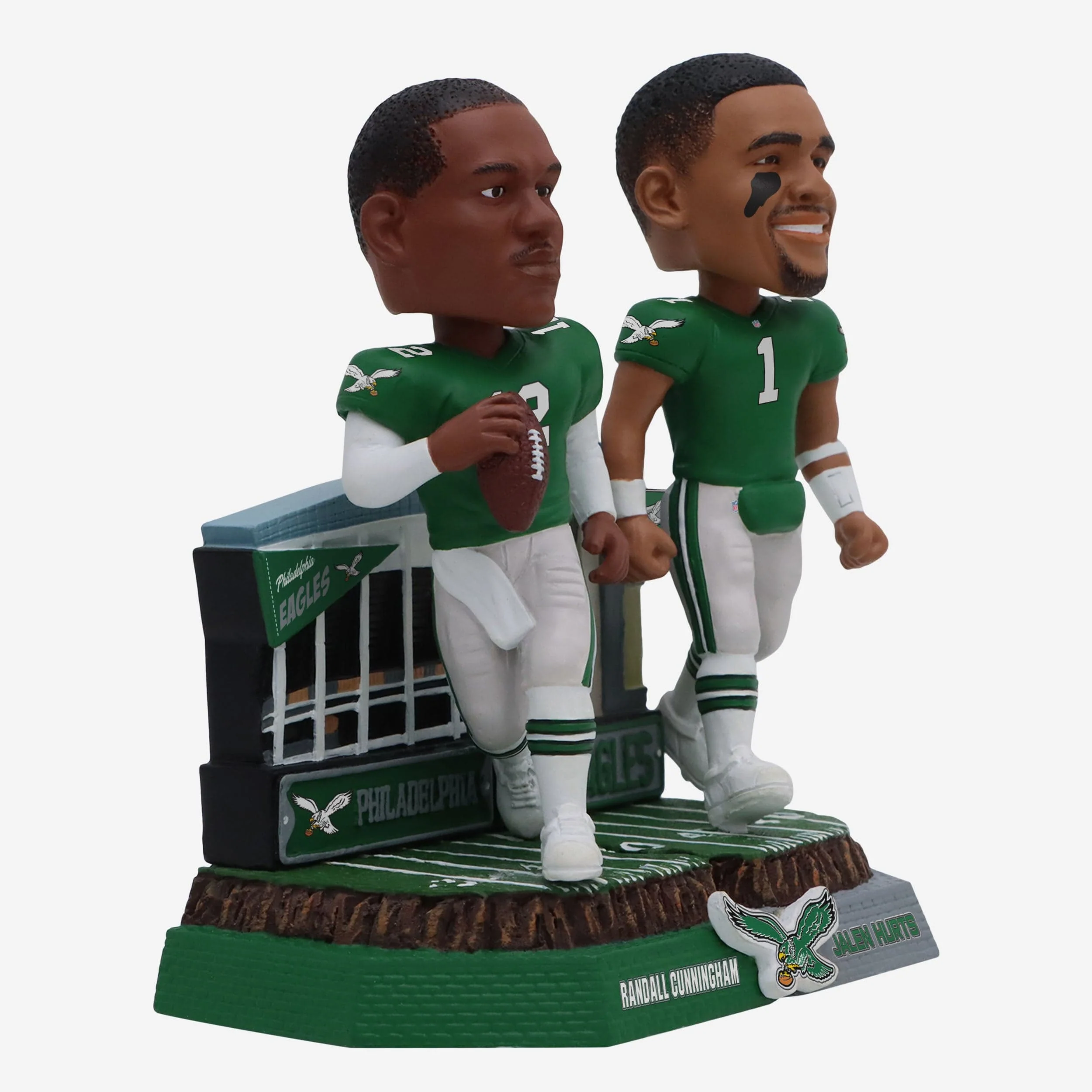 Randall Cunningham & Jalen Hurts Philadelphia Eagles Then and Now Bobblehead - Image 5