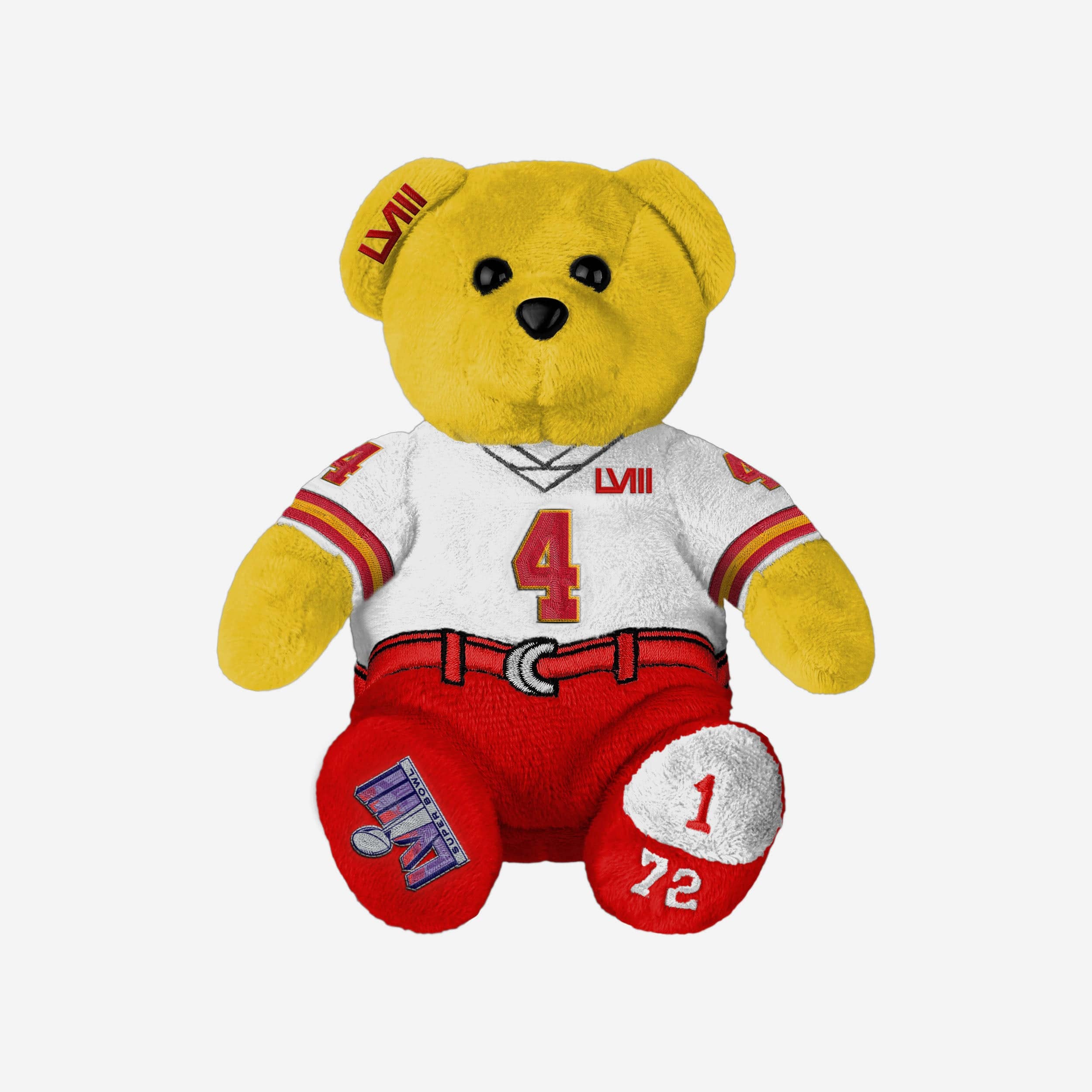 Rashee Rice Kansas City Chiefs Super Bowl LVIII White Uniform Team Beans Embroidered Player Bear - Image 4
