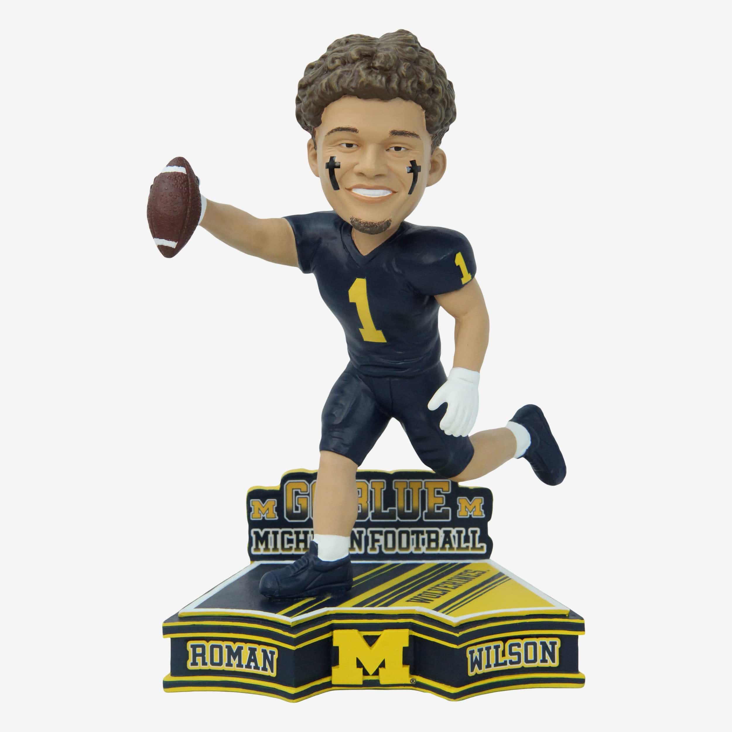 Roman Wilson Michigan Wolverines 2023 Football Blue Uniform Student Athlete Bobblehead