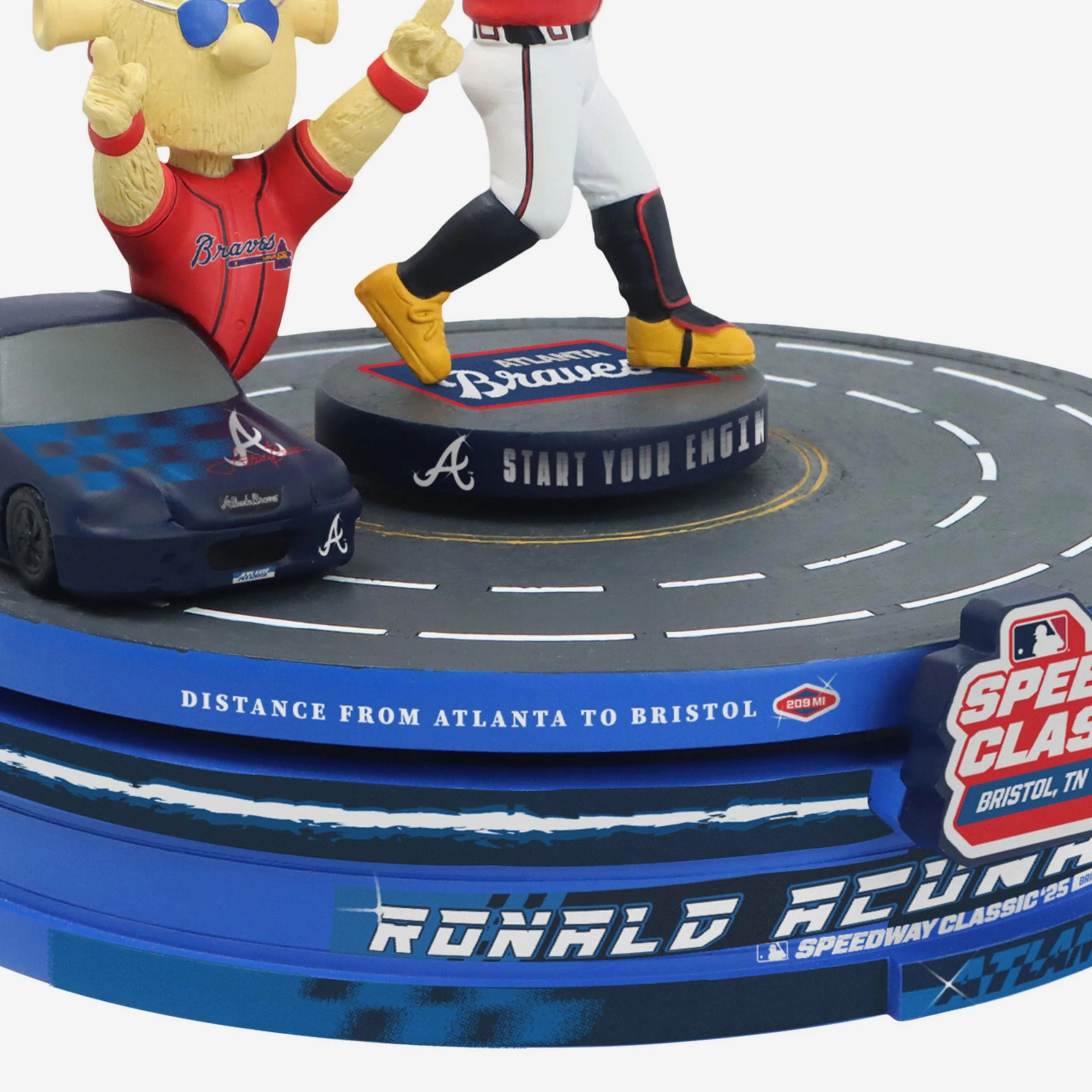 Ronald Acuna Jr & Blooper Atlanta Braves 2025 MLB Speedway Classic Racetrack Dual Spinner Bobblehead - Image 5