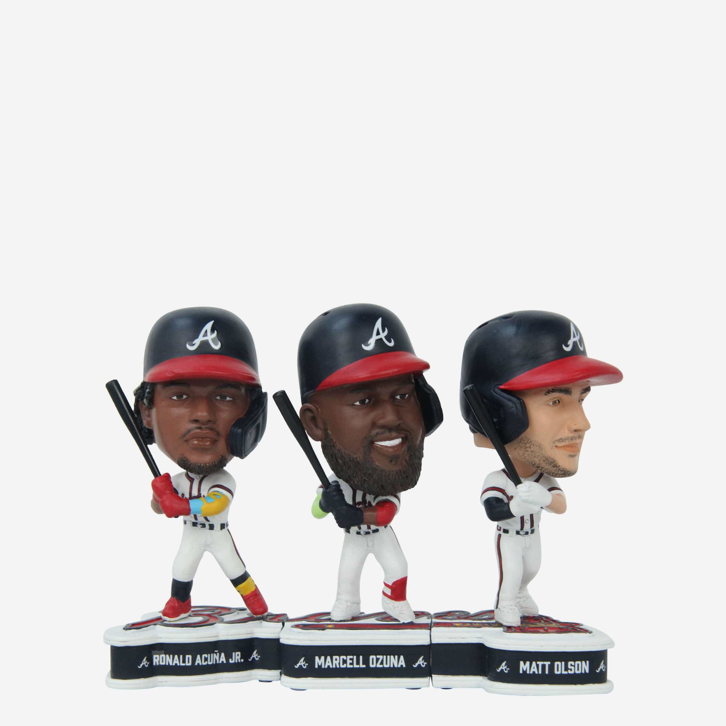 Ronald Acuna Jr & Matt Olson & Marcell Ozuna Atlanta Braves Connecting Base 3 Pack Mini Bighead Bobblehead Set