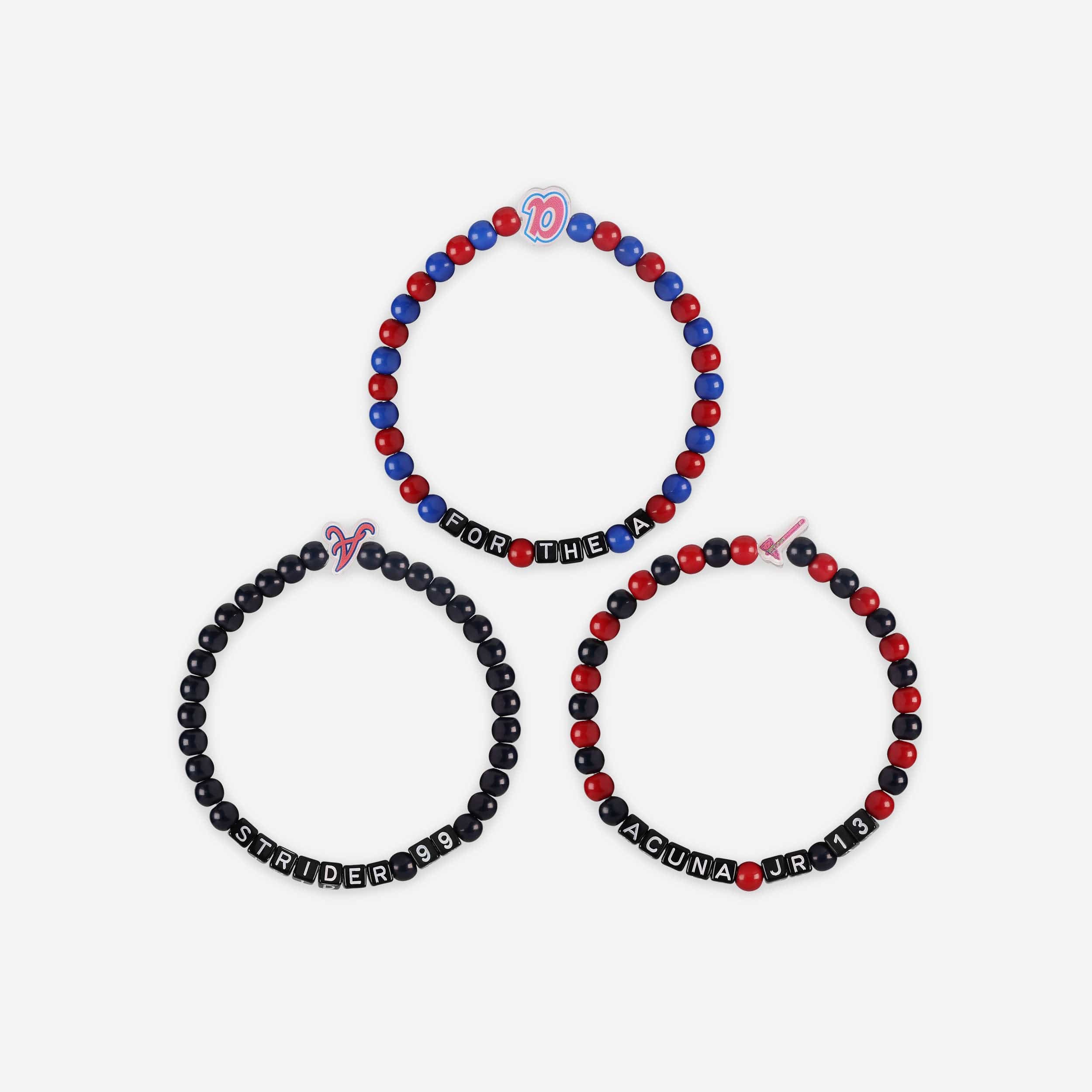 Ronald Acuna Jr & Spencer Strider Atlanta Braves 3 Pack Player Beaded Friendship Bracelet - Image 3