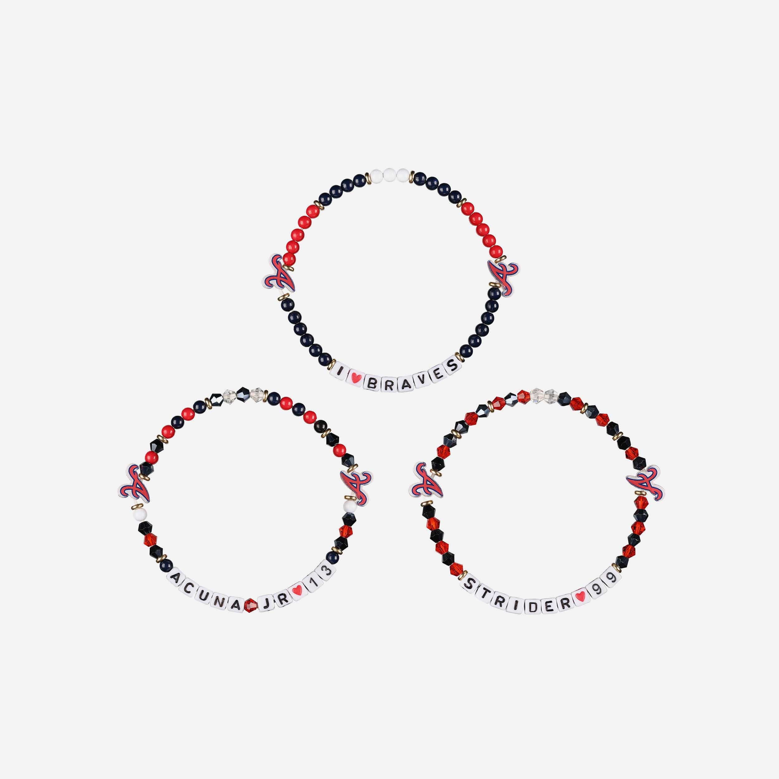 Ronald Acuna Jr & Spencer Strider Atlanta Braves 3 Pack Player Friendship Bracelet - Image 3